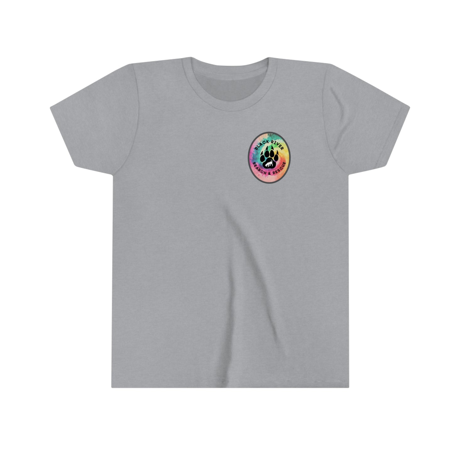 Tie Dye Black River Search & Rescue Logo Youth Short Sleeve Tee