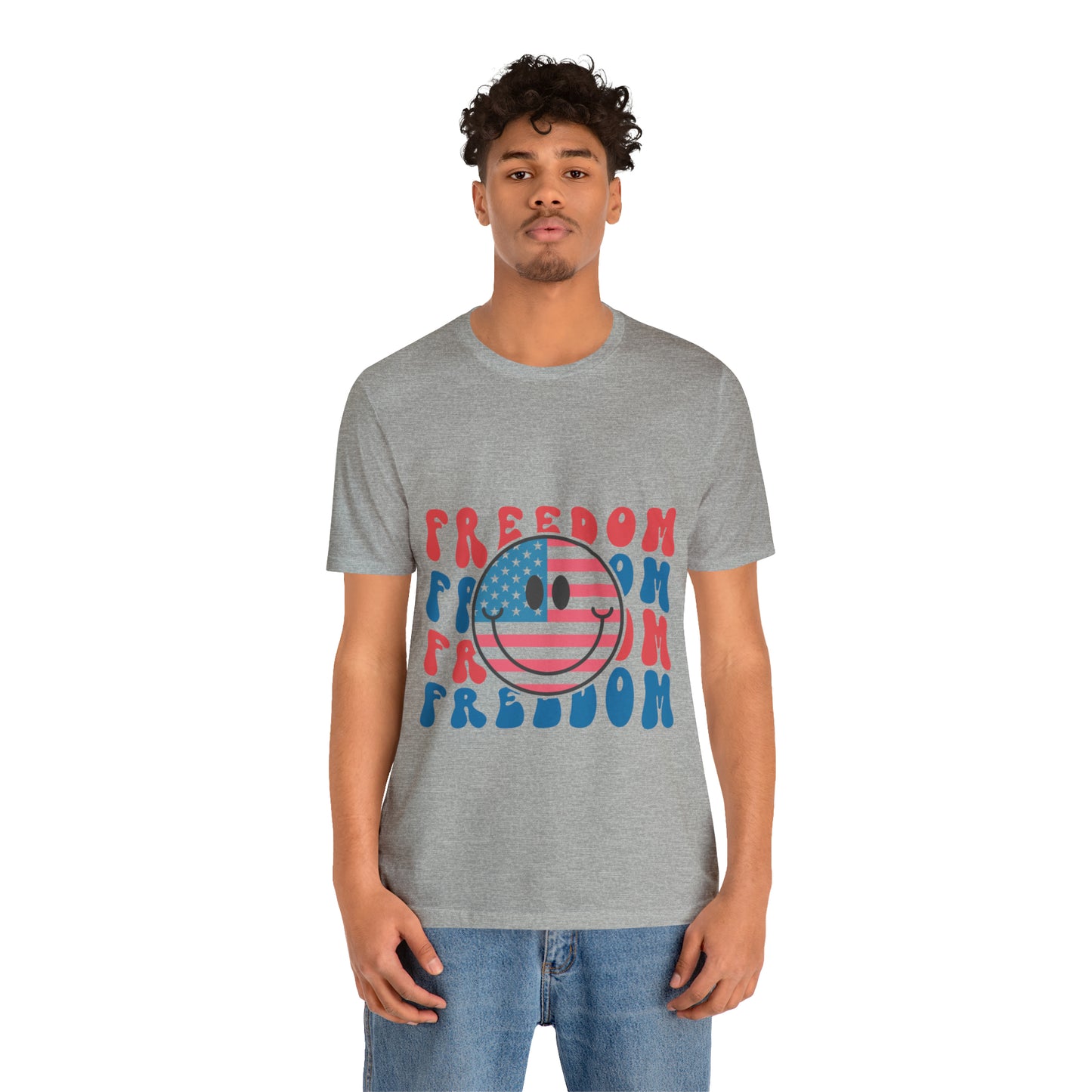 Freedom Smiley Face Flag Unisex Jersey Short Sleeve Tee Patriotic American Flag