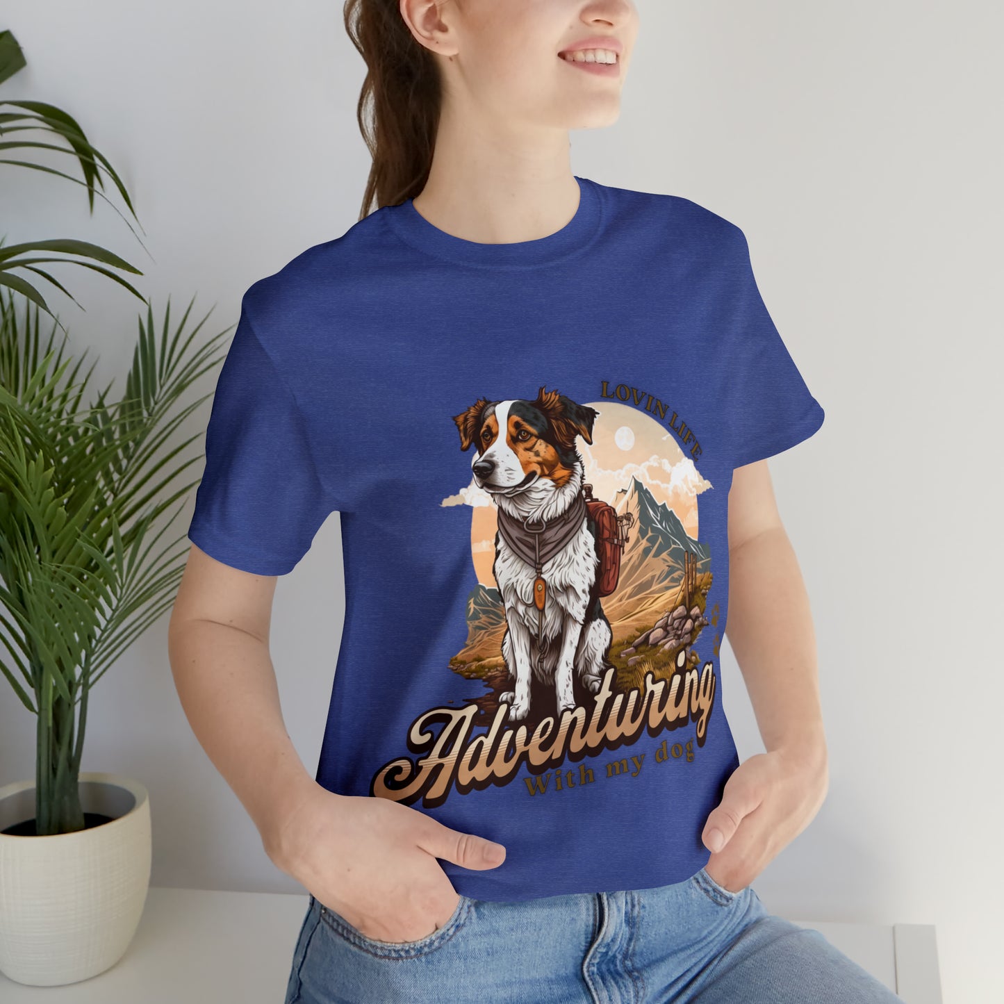 Adventuring with my Dog Short Sleeve Tee, Vintage Outdoor theme