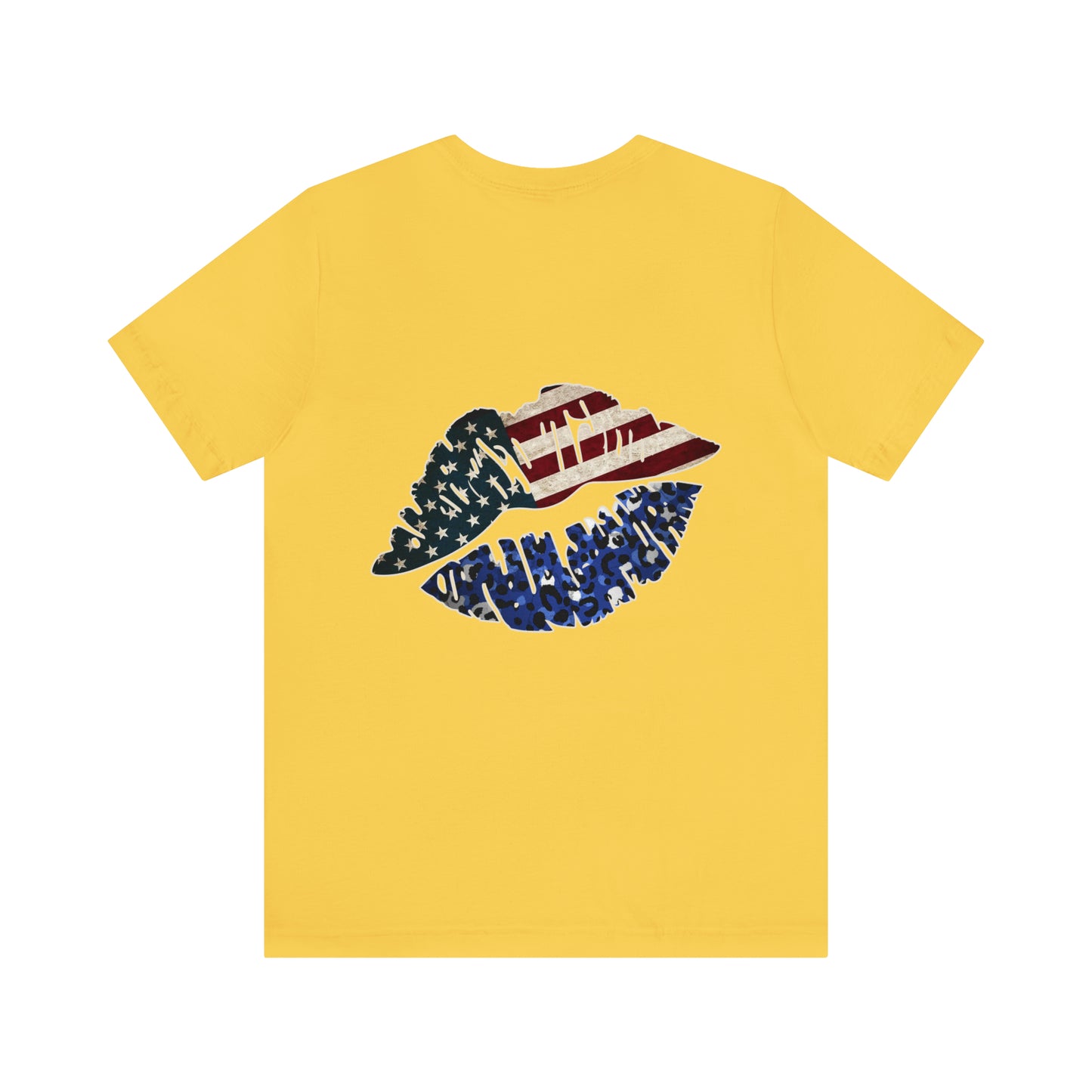 American Flag Lips 4th of July Unisex Jersey Short Sleeve Tee Patriotic Retro