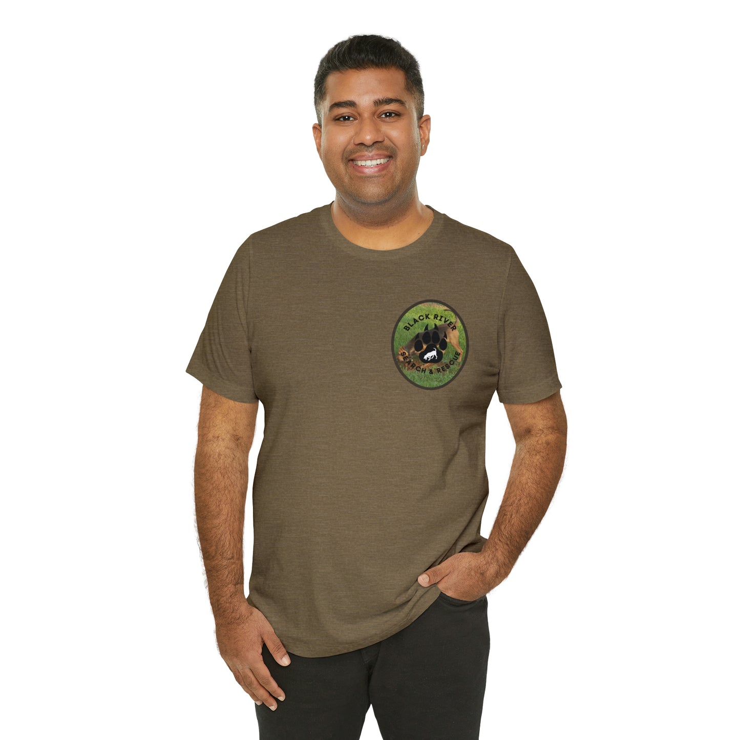 Black River Search & Rescue Logo with Lucy Unisex Jersey Short Sleeve Tee