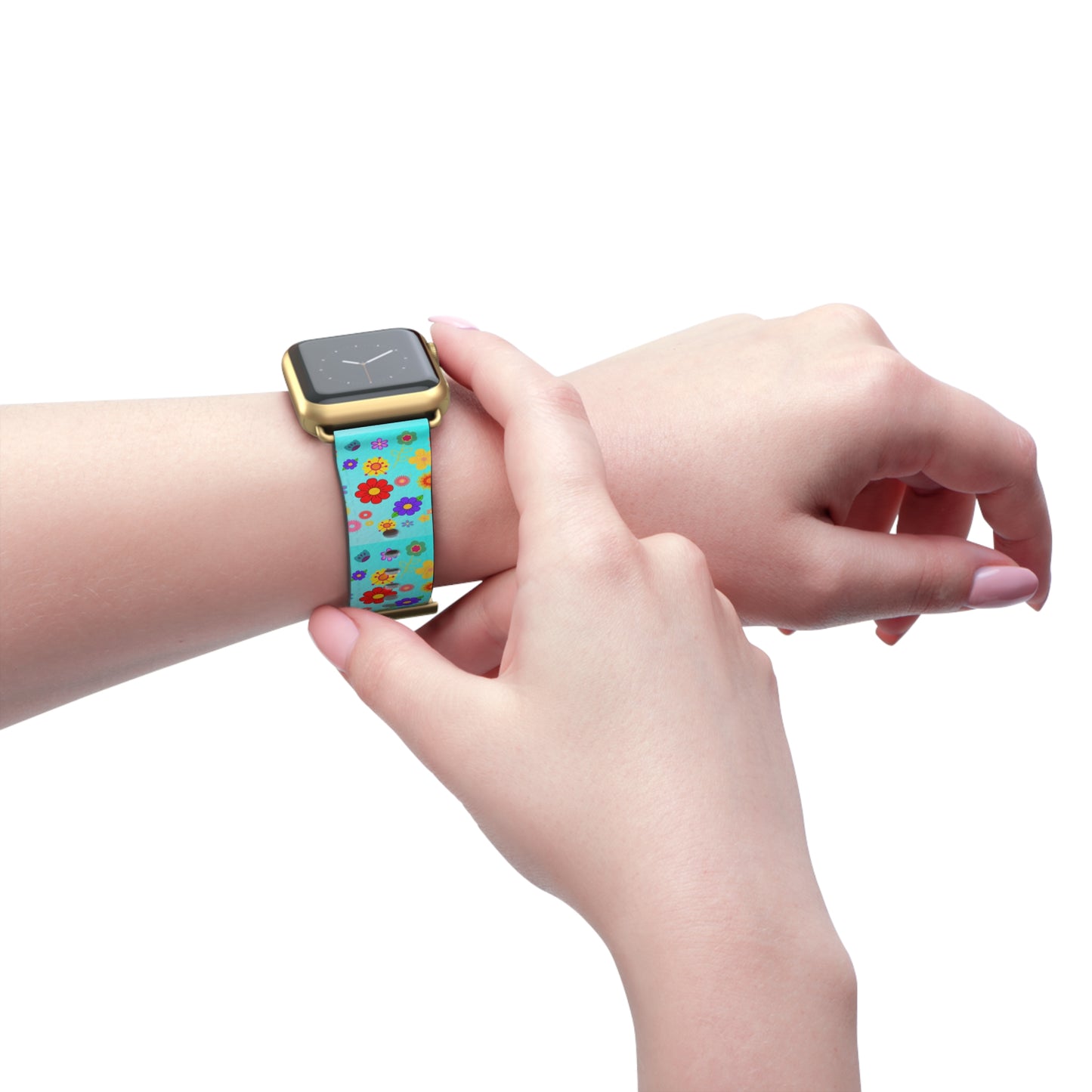Retro Floral Turquoise Apple Watch Band