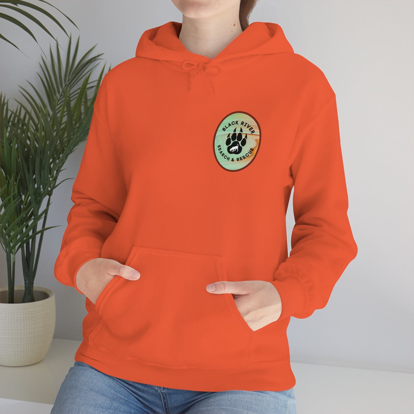 Green and Peach Marble Black River Search & Rescue Logo Unisex Heavy Blend™ Hooded Sweatshirt