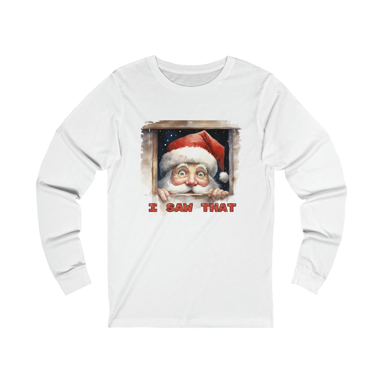 Santa Peeking I Saw That Unisex Jersey Long Sleeve Tee