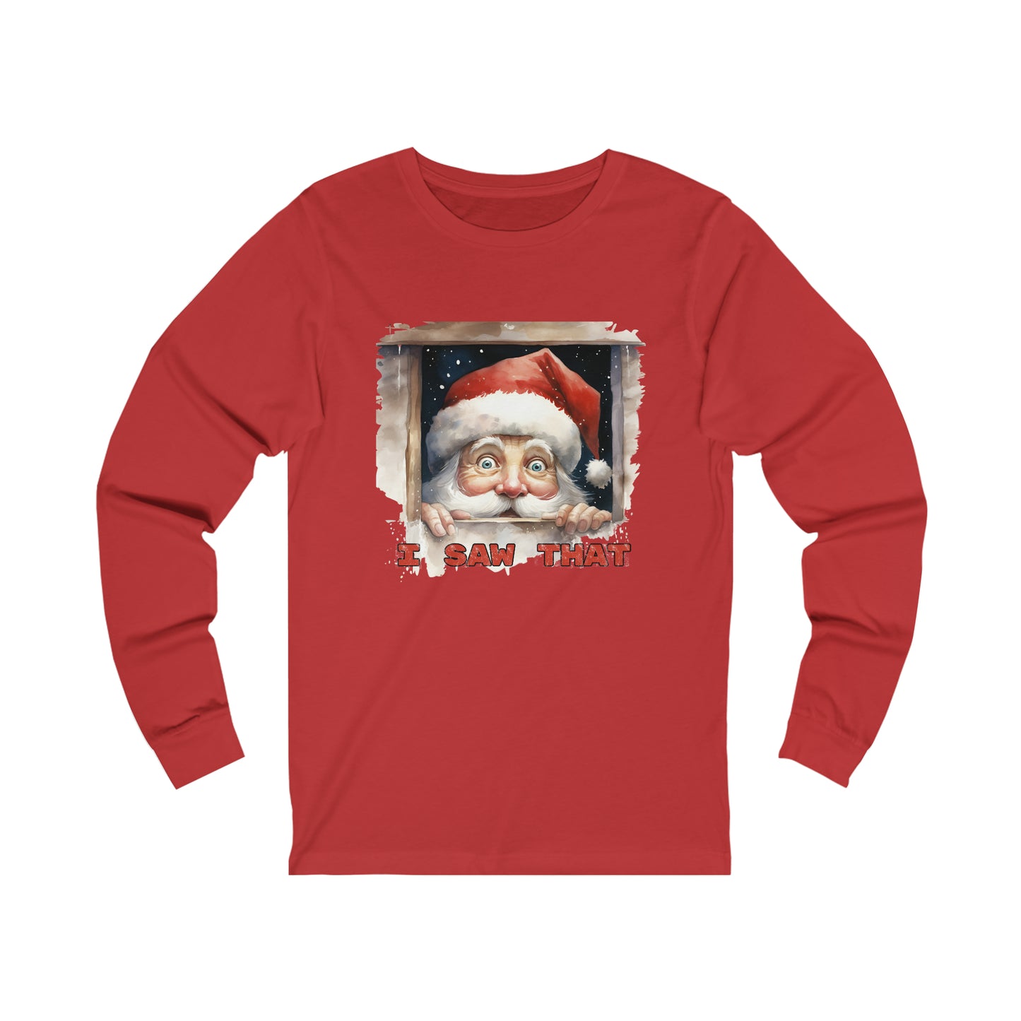 Santa Peeking I Saw That Unisex Jersey Long Sleeve Tee