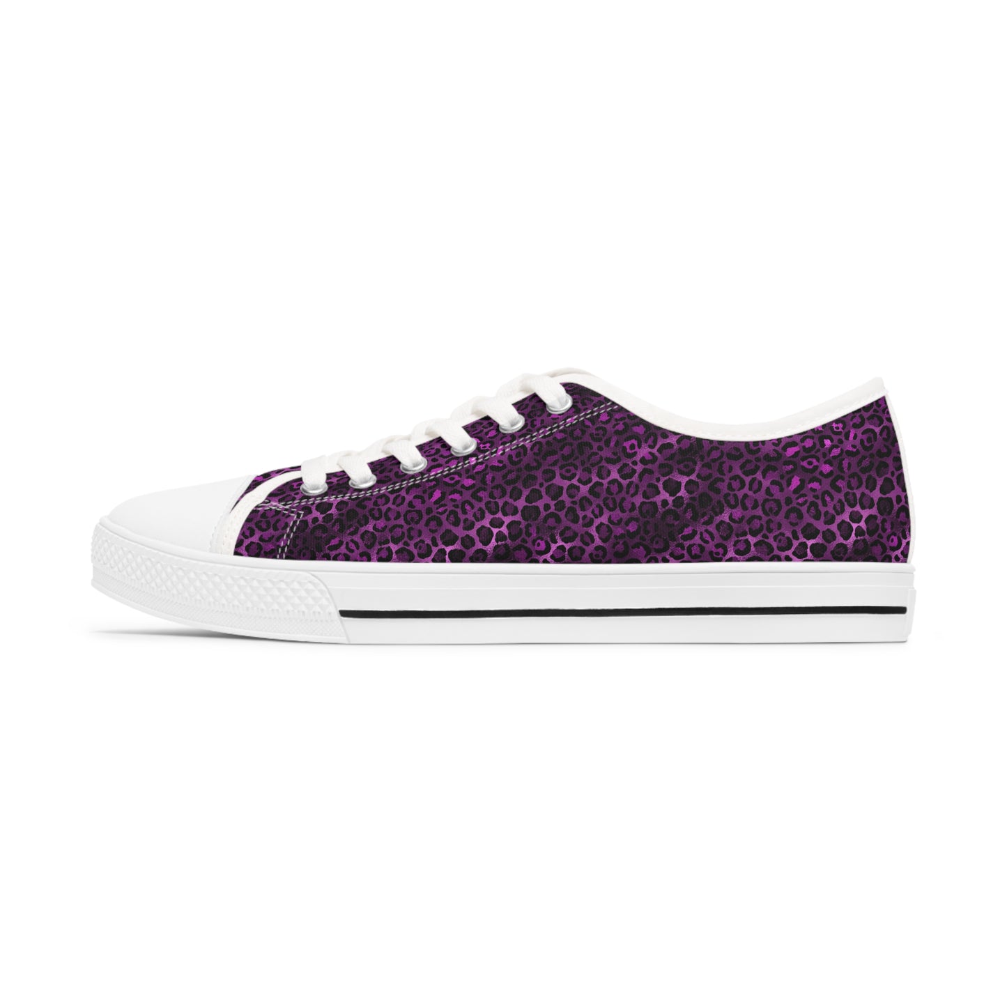 Women's Low Top Purple and Black Leopard Print Sneakers