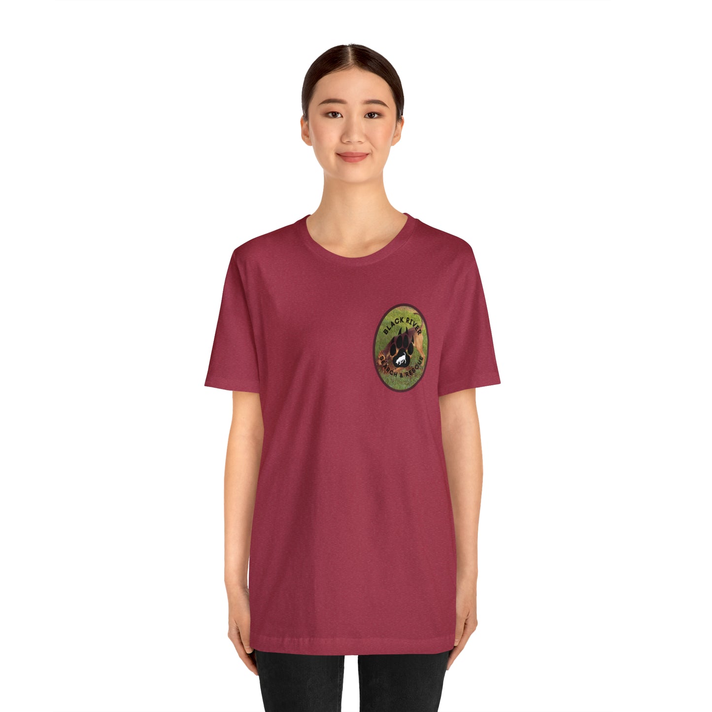 Black River Search & Rescue Logo with Lucy Unisex Jersey Short Sleeve Tee