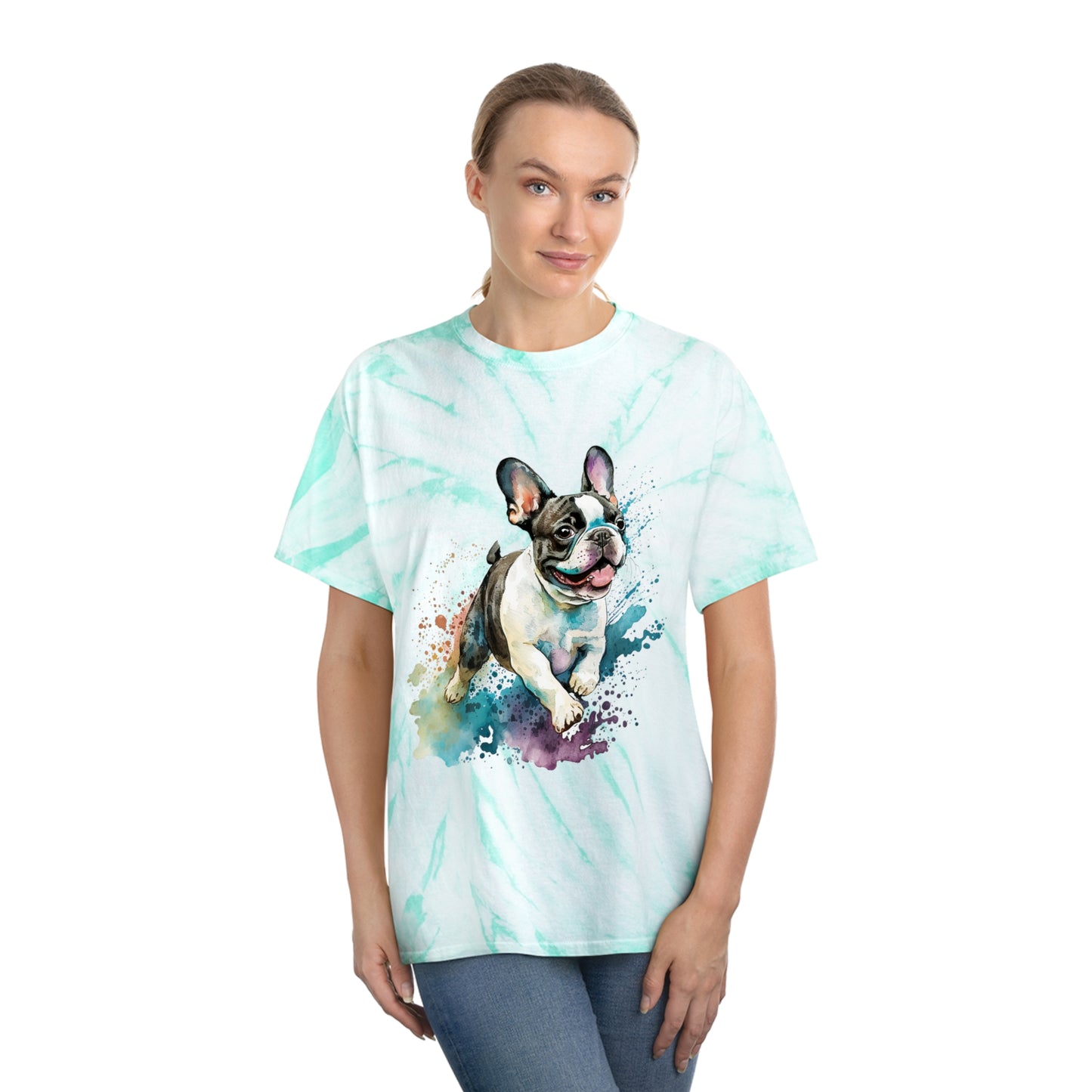 French Bulldog pawprint Love Tie-Dye Tee, Cyclone