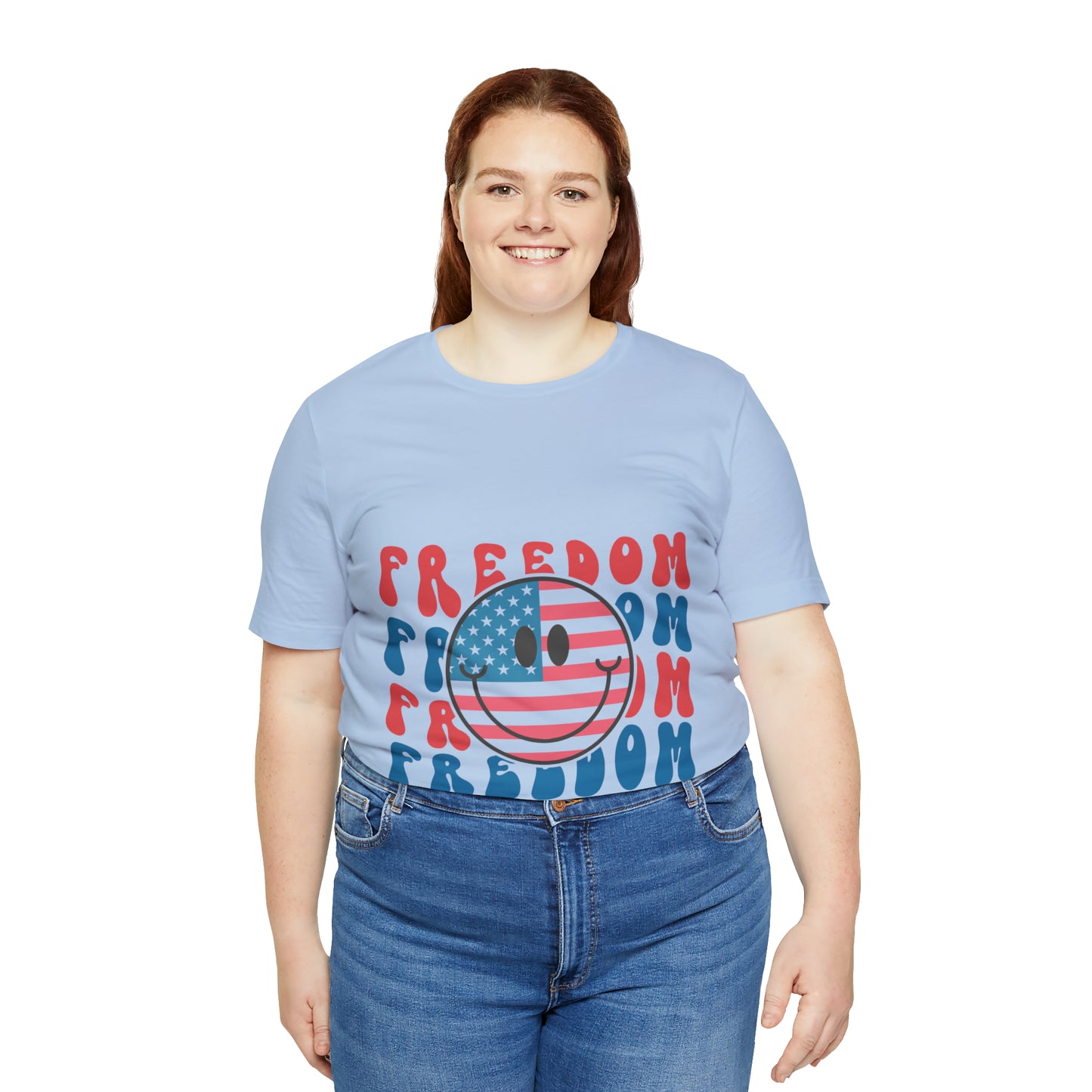 Freedom Smiley Face Flag Unisex Jersey Short Sleeve Tee Patriotic American Flag