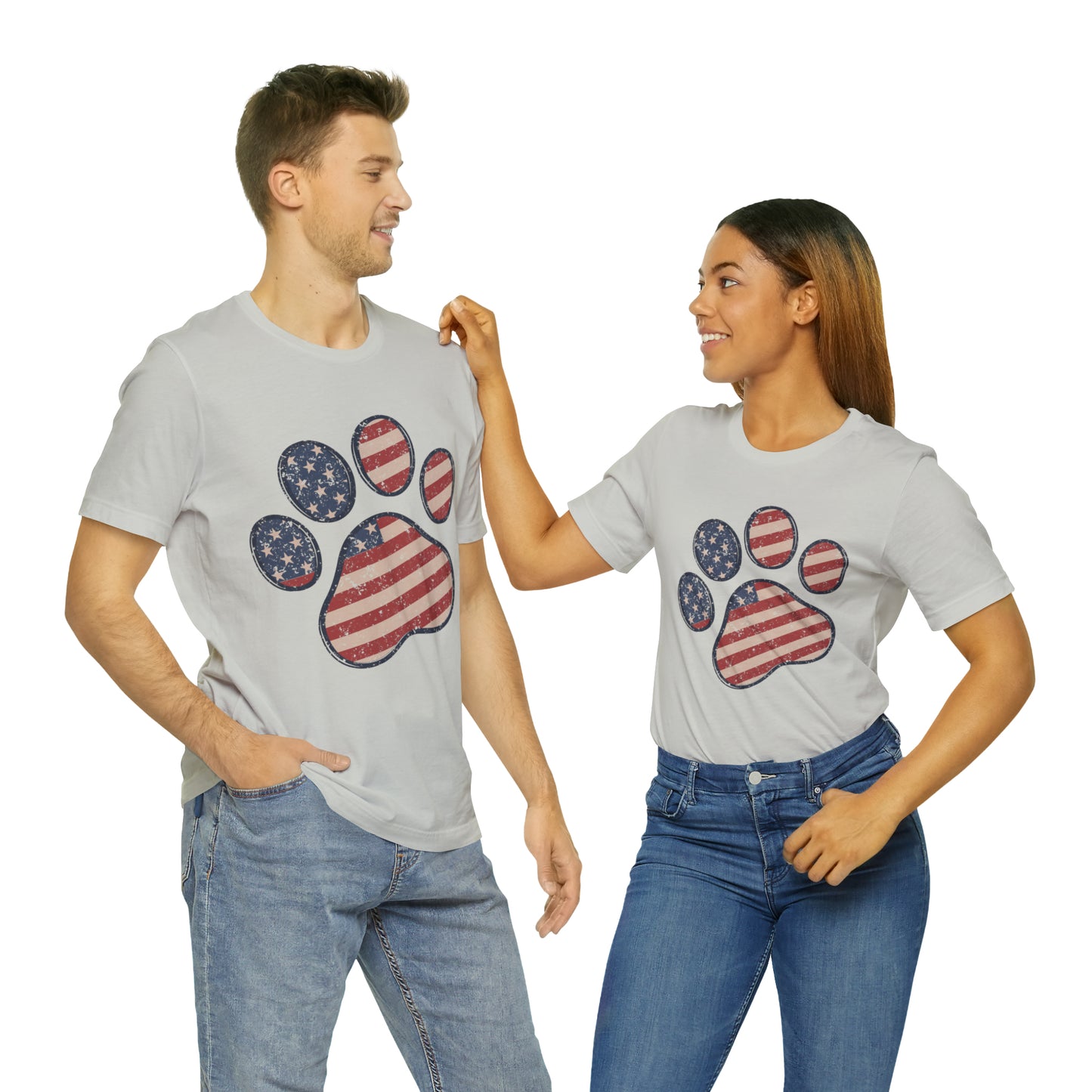 4th of July Pawprint Unisex Jersey Short Sleeve Tee Patriotic American Flag