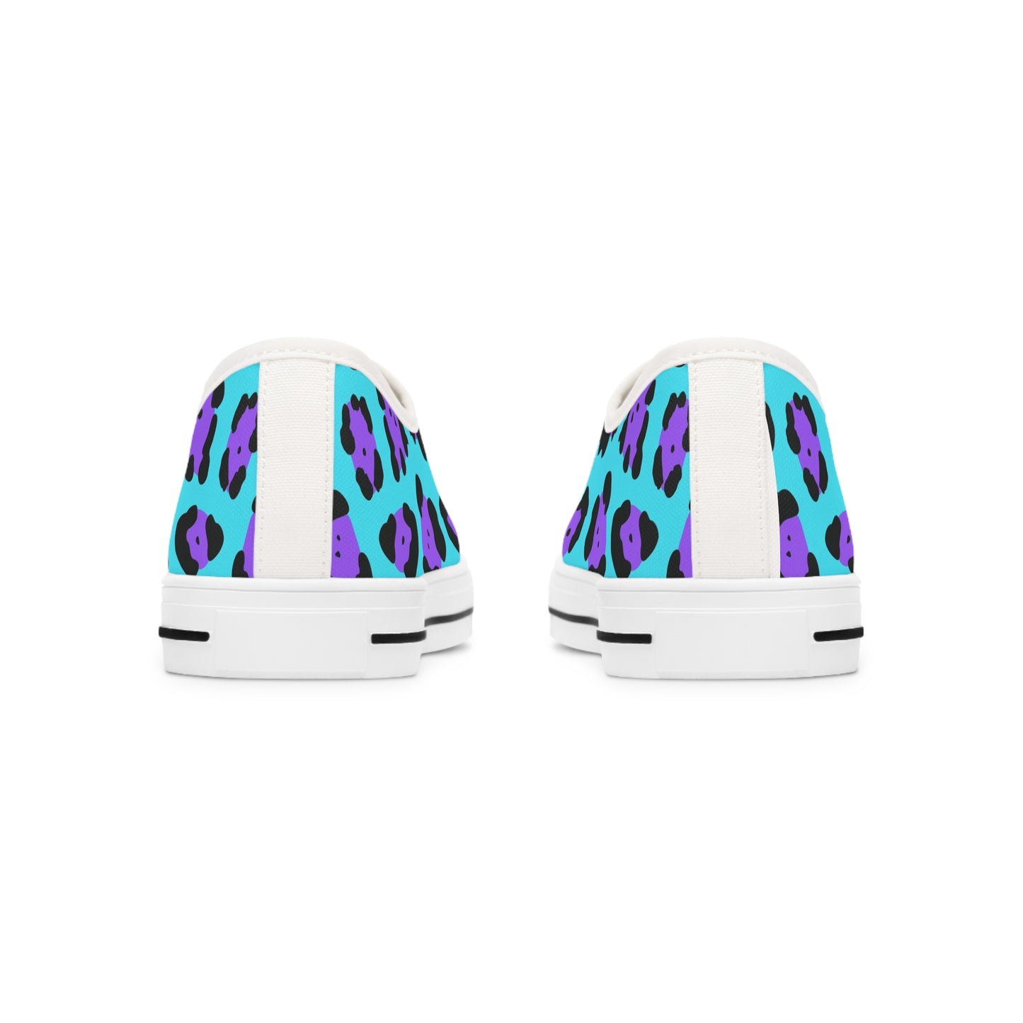 Women's Low Top Sneakers, aqua, Purple Leopard