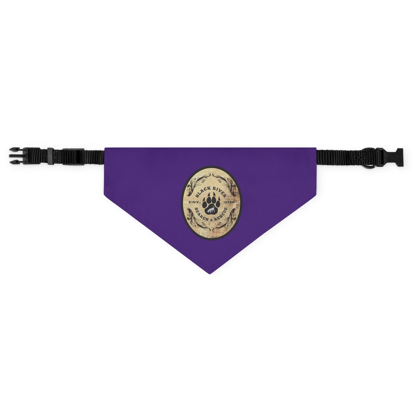 Purple Black River Search & Rescue Logo Pet Bandana Collar