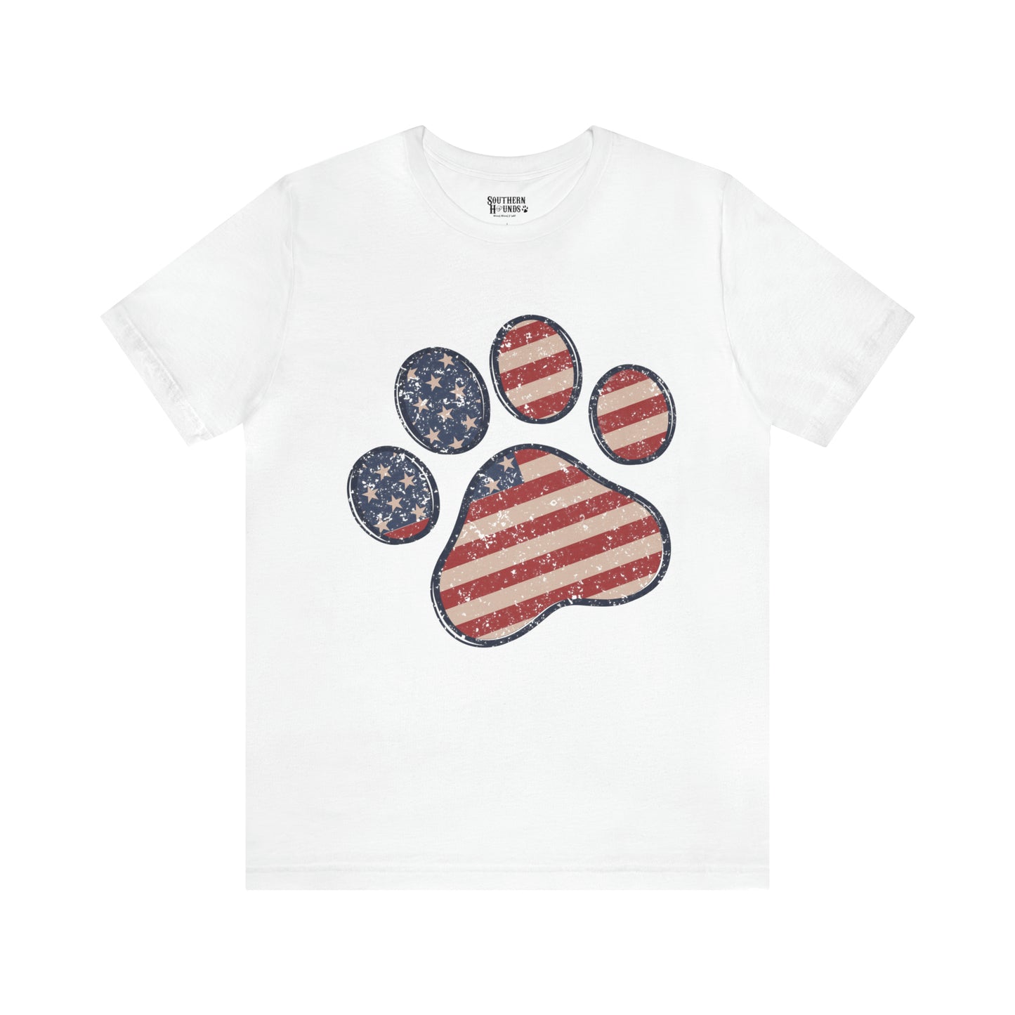4th of July Pawprint Unisex Jersey Short Sleeve Tee Patriotic American Flag