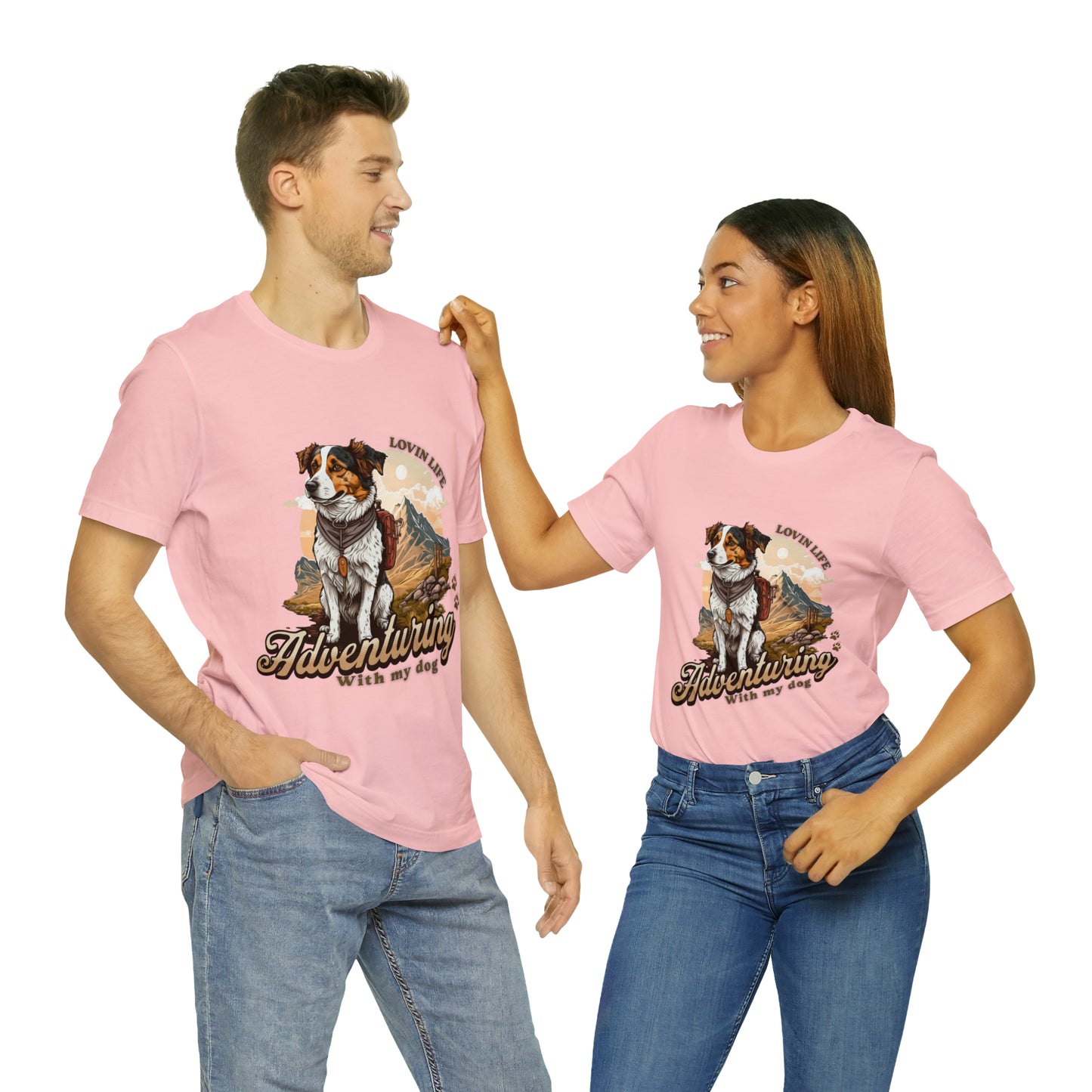 Adventuring with my Dog Short Sleeve Tee, Vintage Outdoor theme
