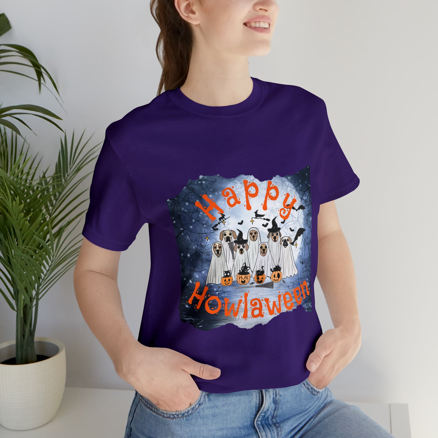 Happy Howlaween Dog Short Sleeve Tee, Halloween shirt