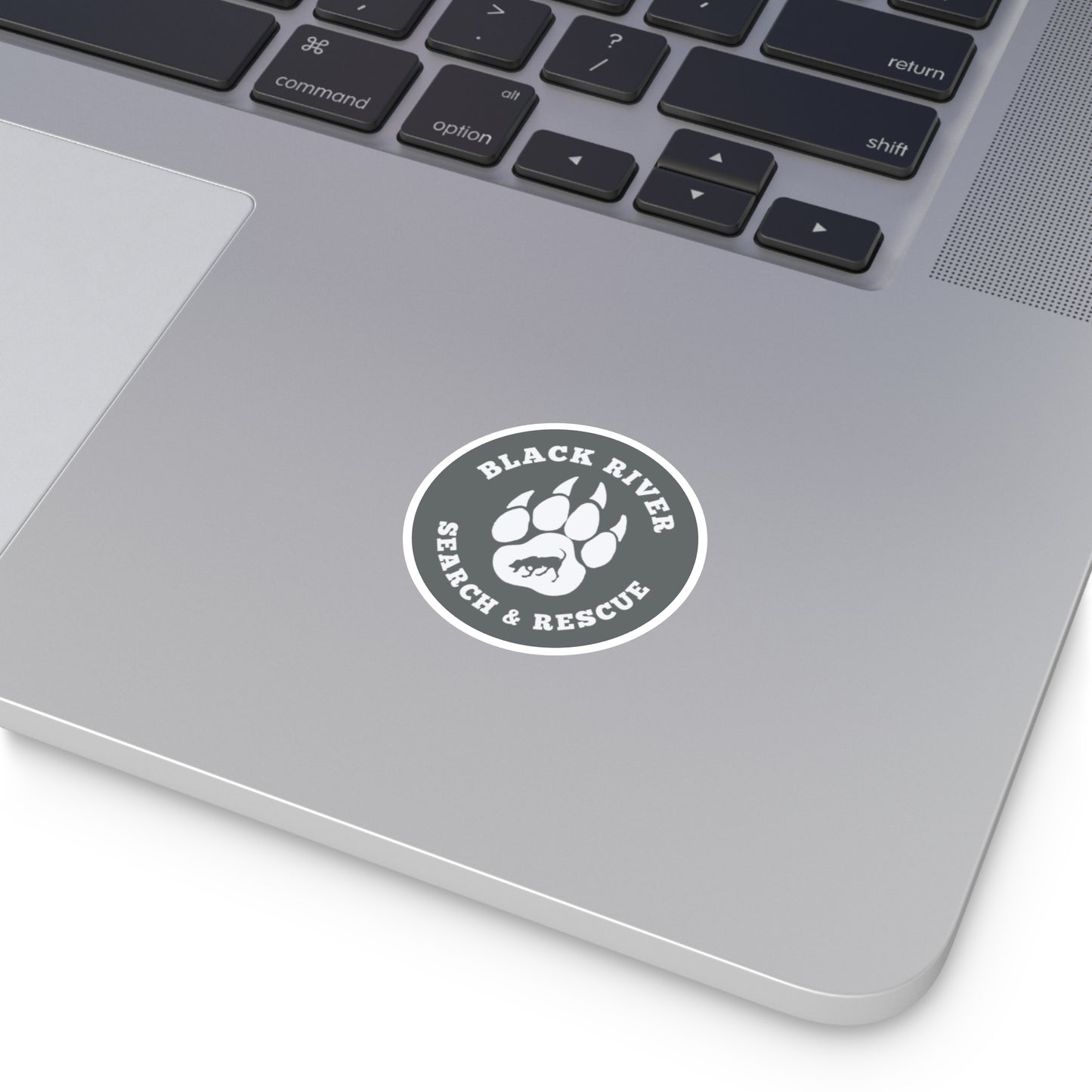 BRSAR Logo Round Stickers, Indoor\Outdoor, Multiple sizes, White on Gray