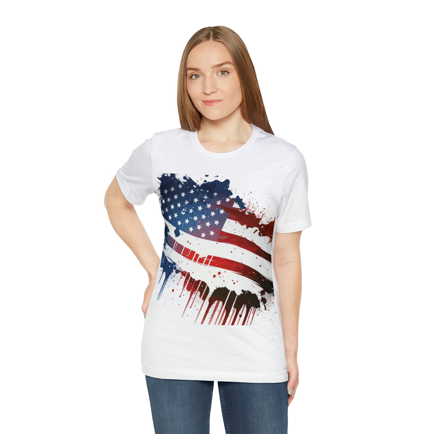 American Flag Unisex Jersey Short Sleeve Tee Patriotic July 4th