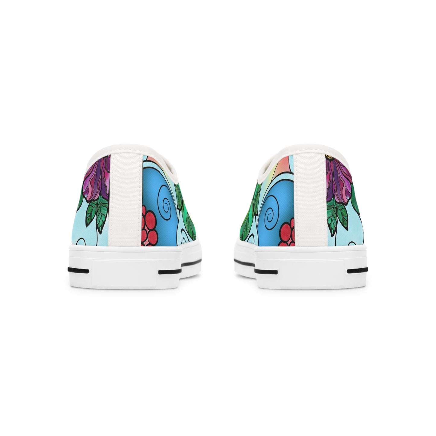 Women's Low Top Sneakers, Butterfly, Flower, Colorful, dragonfly