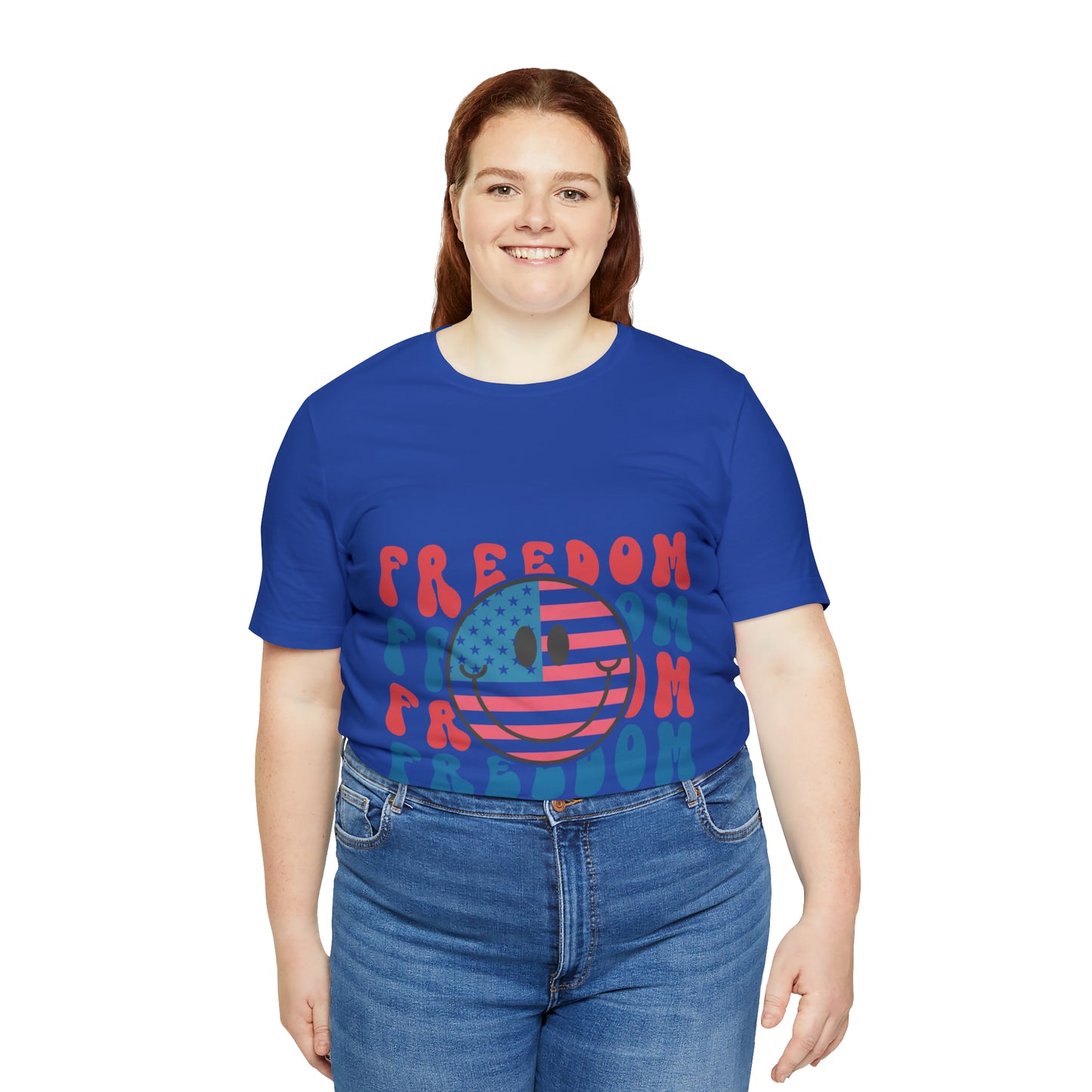 Freedom Smiley Face Flag Unisex Jersey Short Sleeve Tee Patriotic American Flag