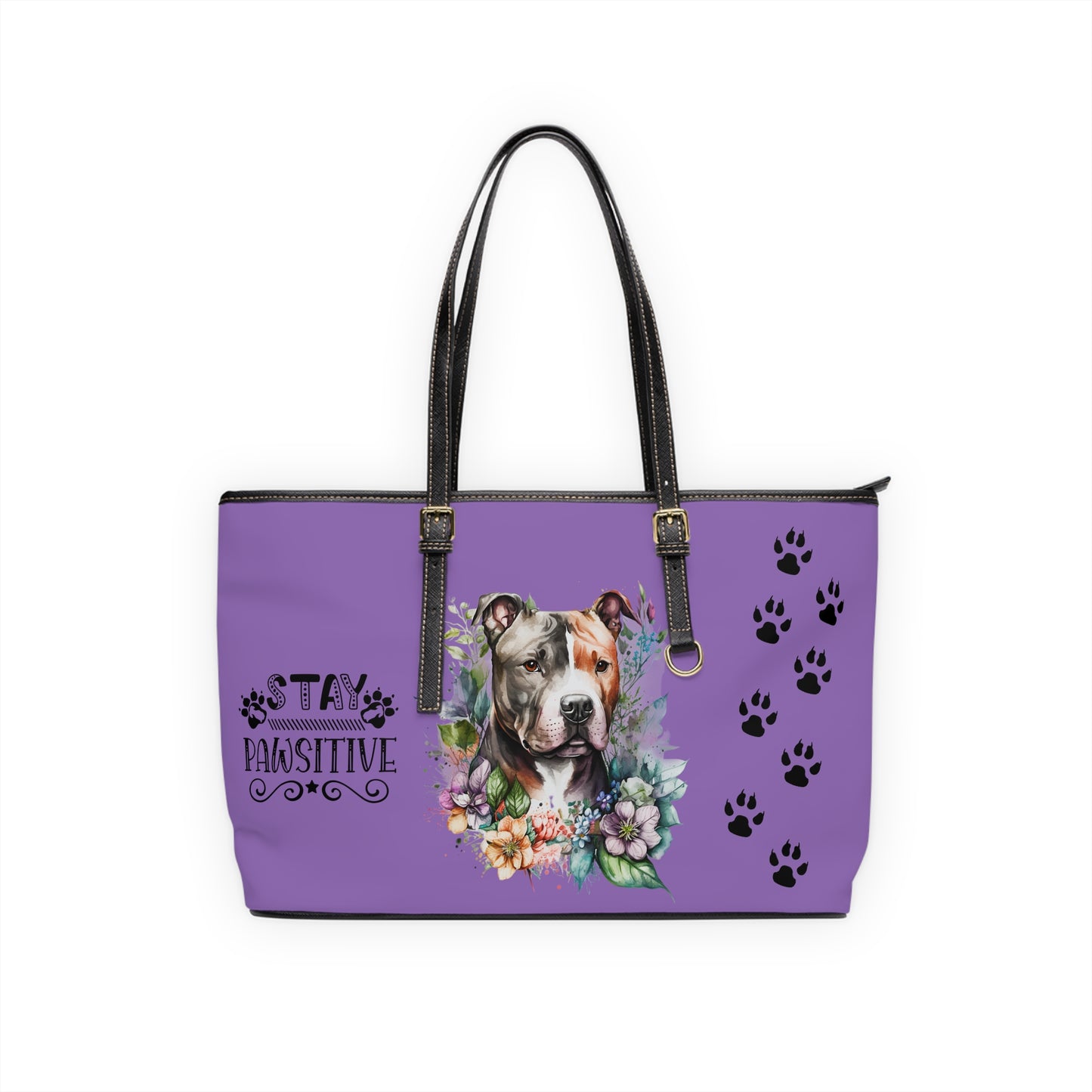 Light Purple Pitbull Leather Shoulder Bag You had me at Woof Stay Pawsitive