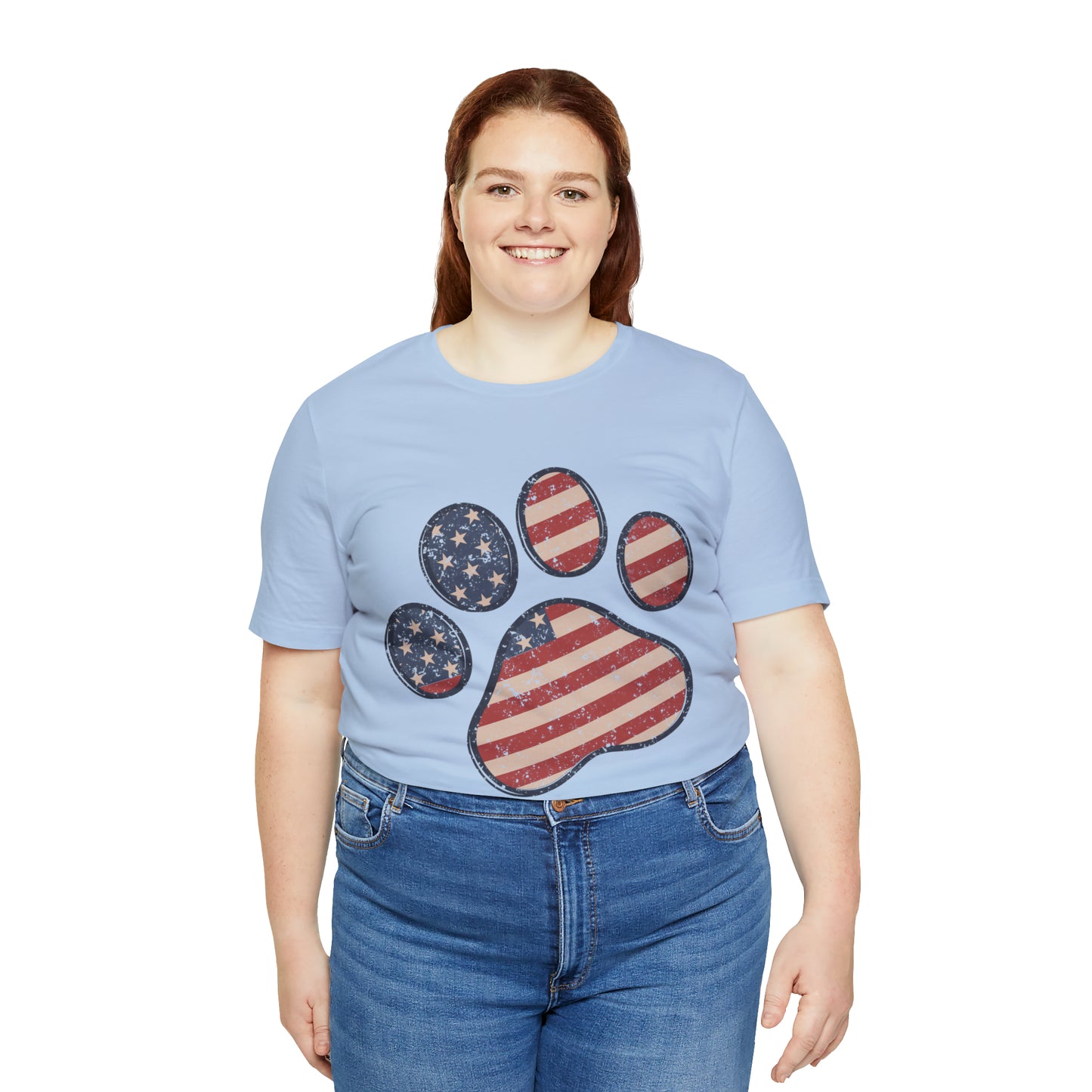4th of July Pawprint Unisex Jersey Short Sleeve Tee Patriotic American Flag