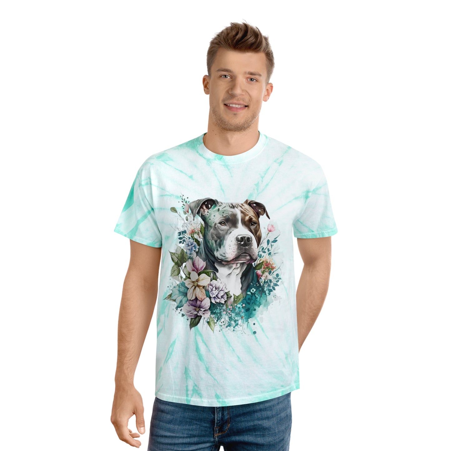 Pitbull pawprint Love Tie-Dye Tee, Cyclone