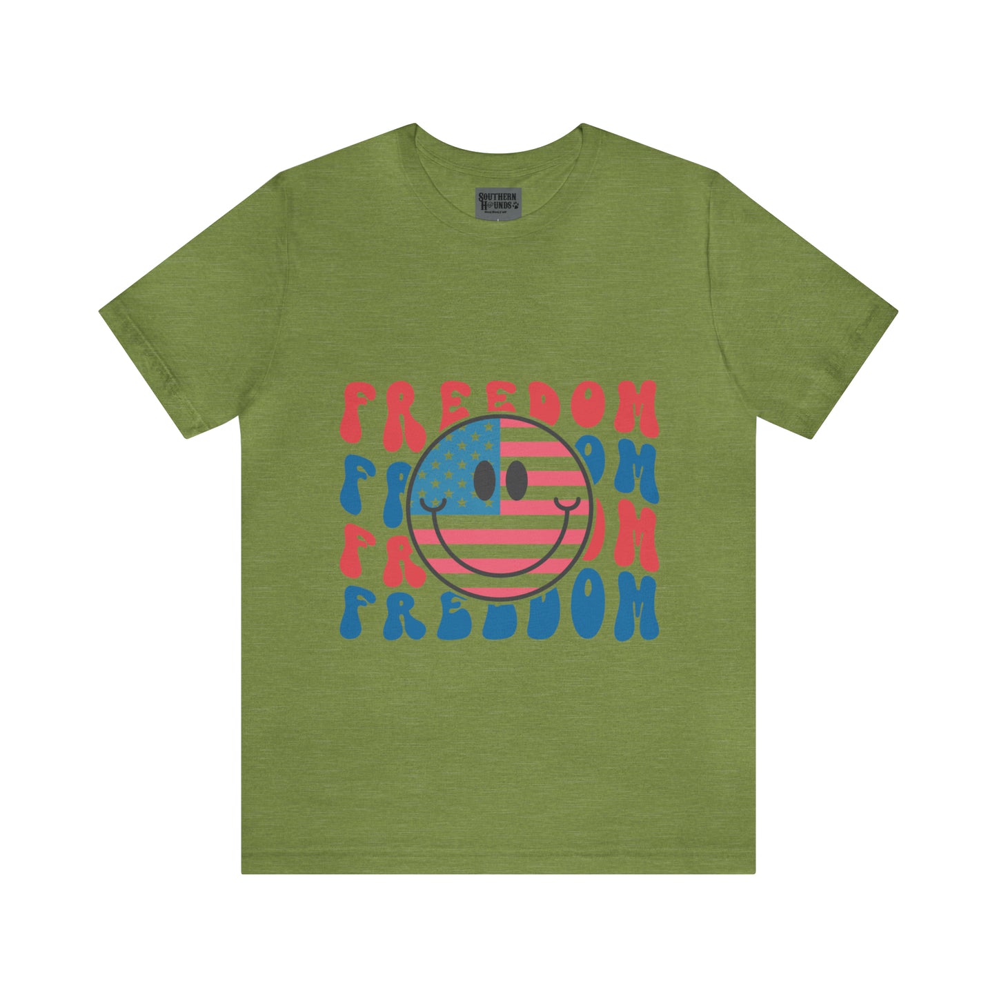 Freedom Smiley Face Flag Unisex Jersey Short Sleeve Tee Patriotic American Flag