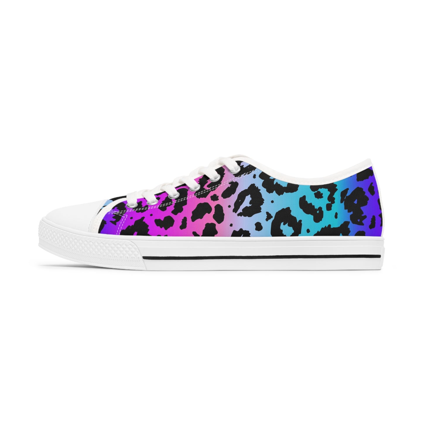 Women's Low Top Sneakers, Pink, Purple, Aqua, Leopard