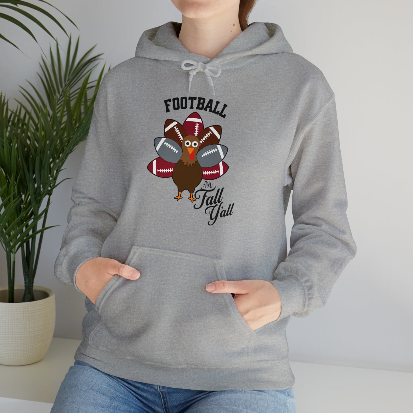 Custom Crimson and Gray Football and Fall Hooded Sweatshirt