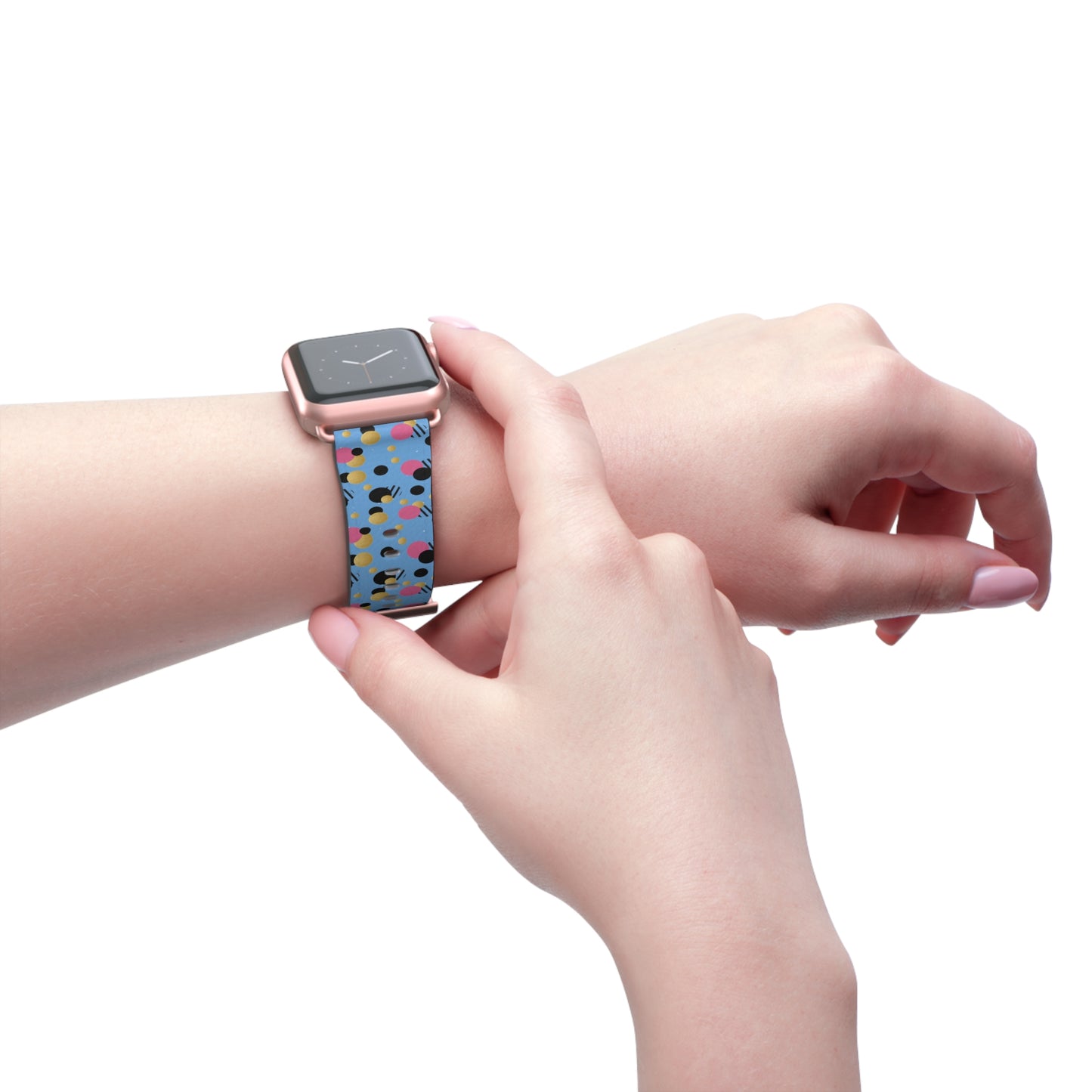 Pink Black Gold Polka Dot light Blue Apple Watch Band