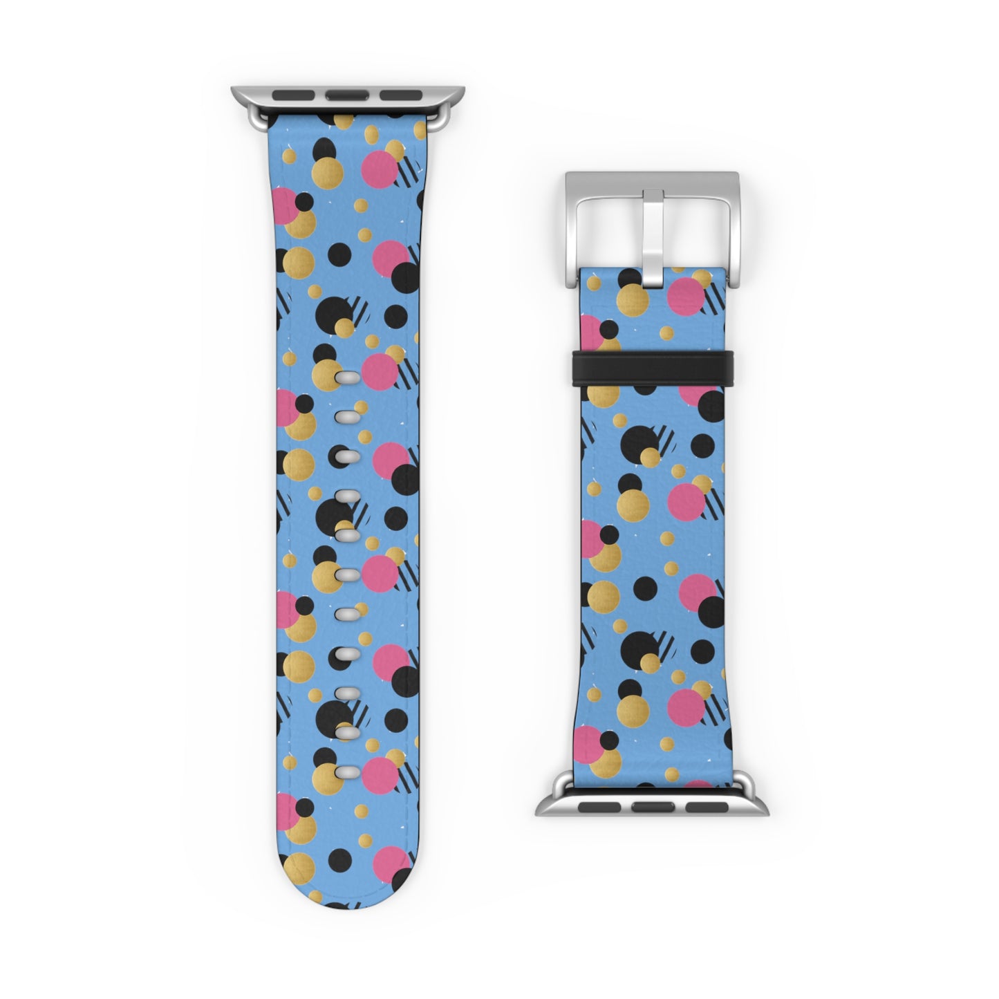 Pink Black Gold Polka Dot light Blue Apple Watch Band