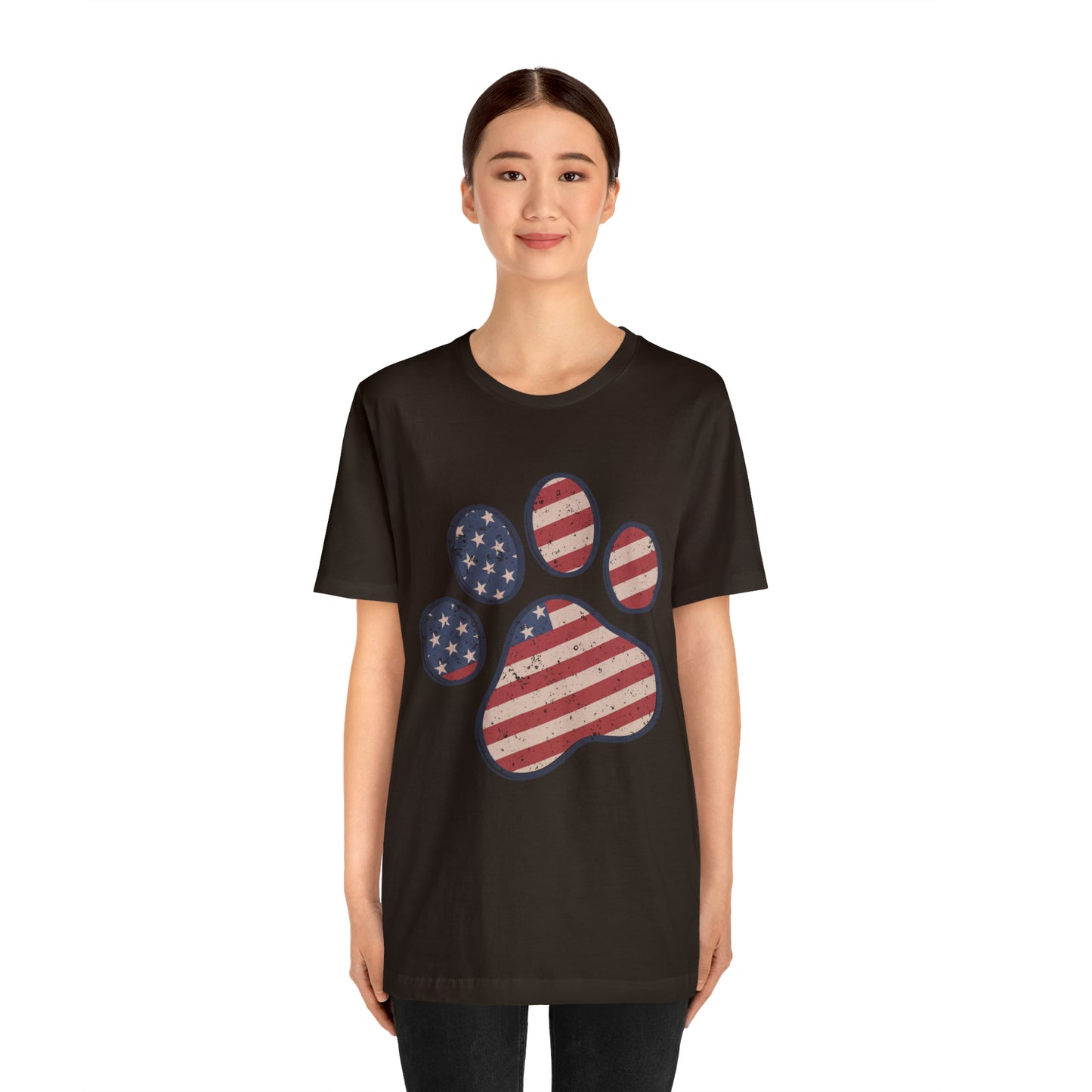 4th of July Pawprint Unisex Jersey Short Sleeve Tee Patriotic American Flag