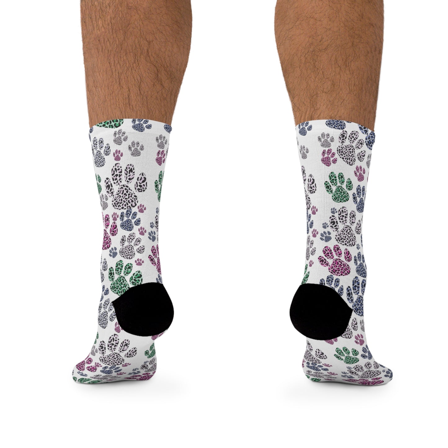 Multicolor Leopard  Pawprint Recycled Poly Socks