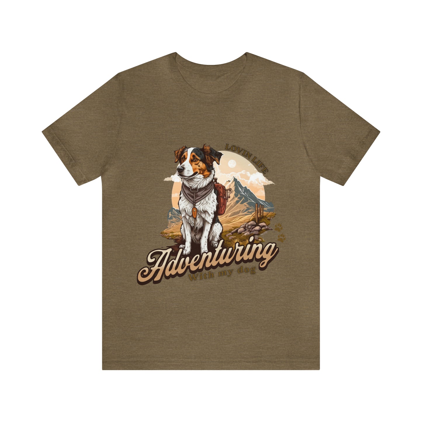 Adventuring with my Dog Short Sleeve Tee, Vintage Outdoor theme