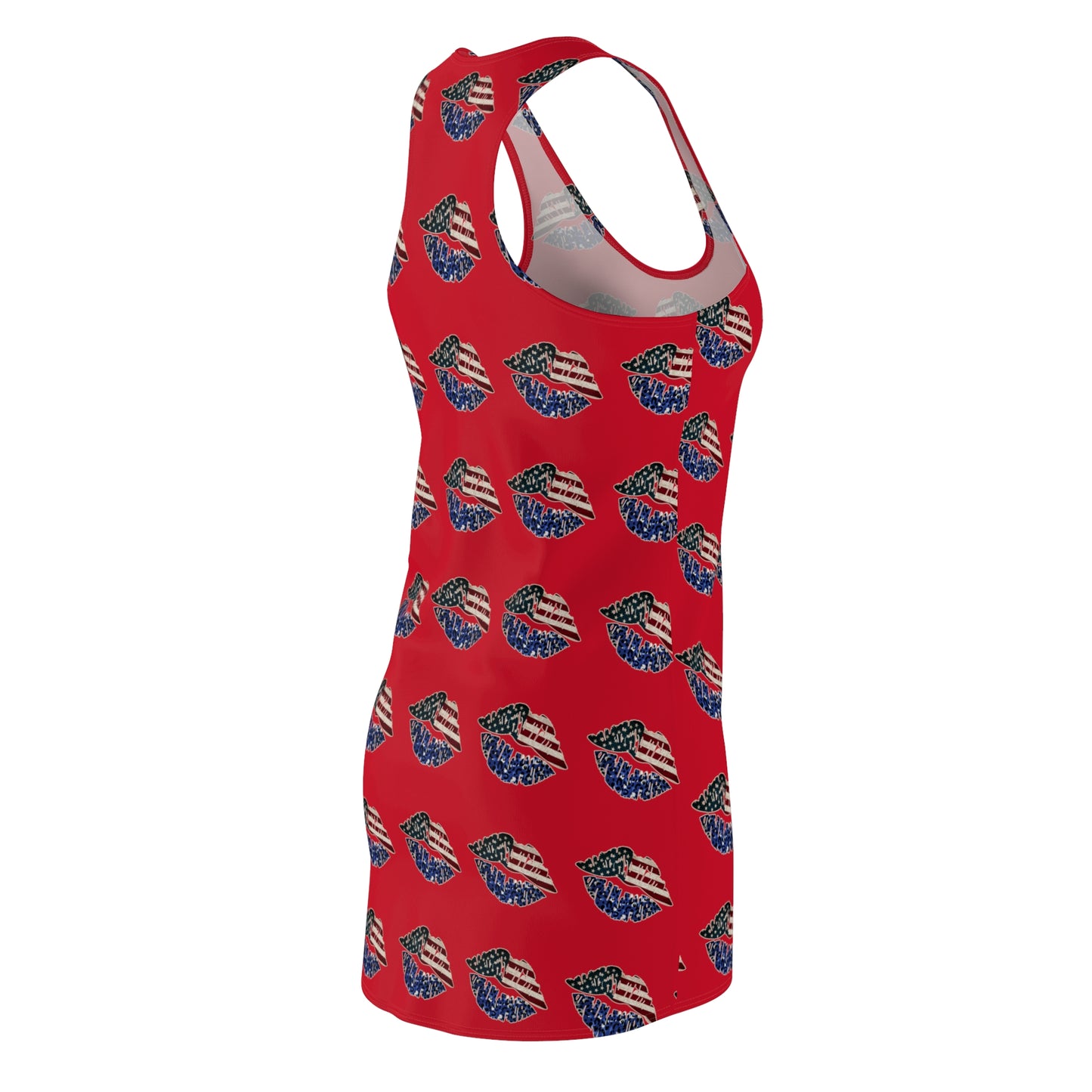 4th of July flag Lips Red Women's Cut & Sew Racerback Dress Patriotic