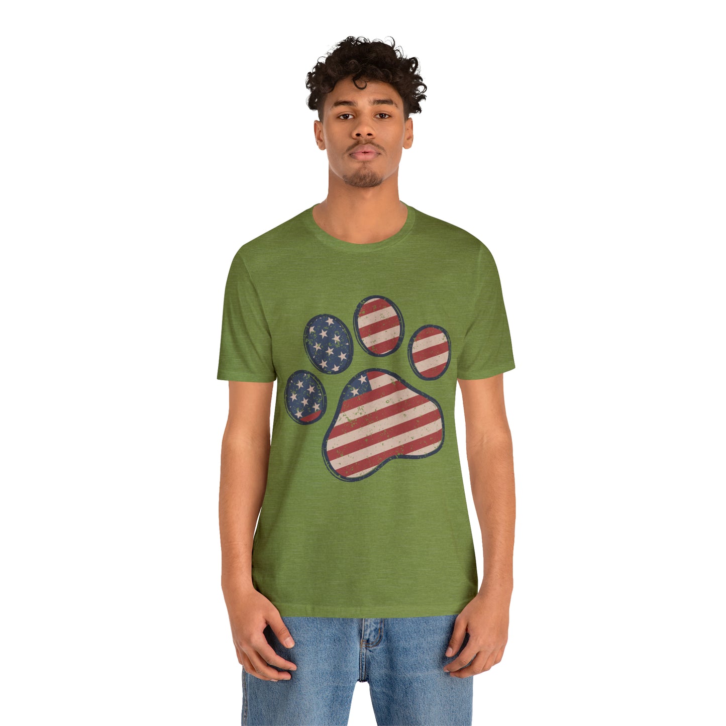 4th of July Pawprint Unisex Jersey Short Sleeve Tee Patriotic American Flag