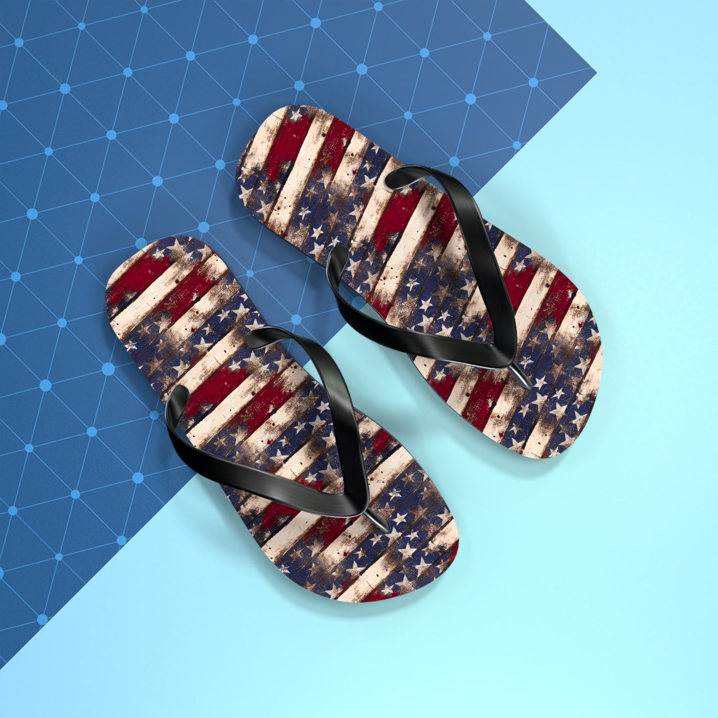 Distressed Retro Flag Flip Flops