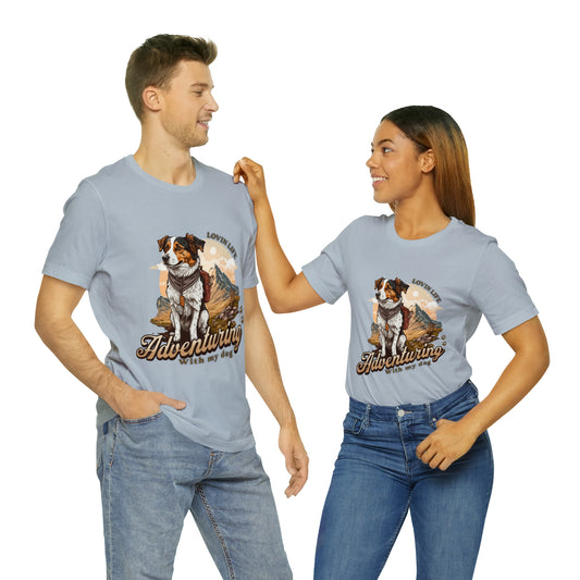 Adventuring with my Dog Short Sleeve Tee, Vintage Outdoor theme