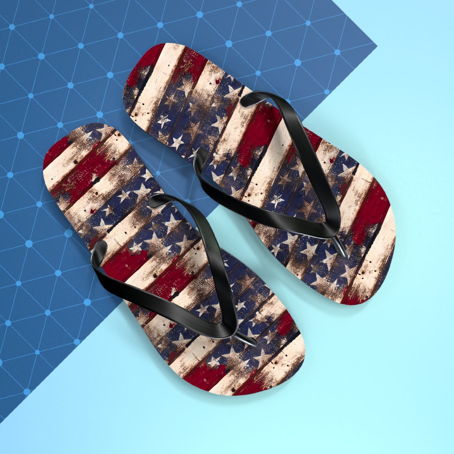 Distressed Retro Flag Flip Flops