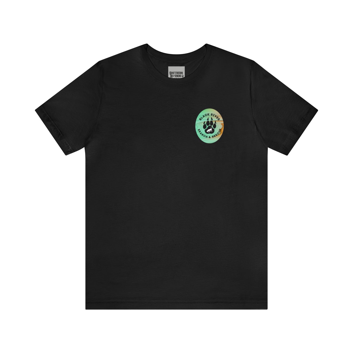 Green and Peach Marble Black River Search & Rescue Logo Unisex Jersey Short Sleeve Tee