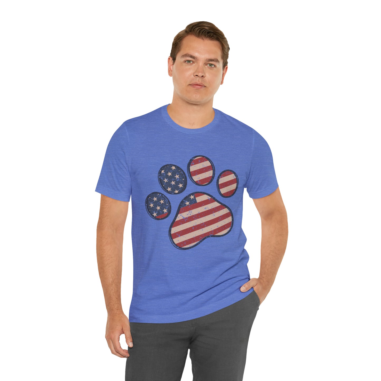 4th of July Pawprint Unisex Jersey Short Sleeve Tee Patriotic American Flag