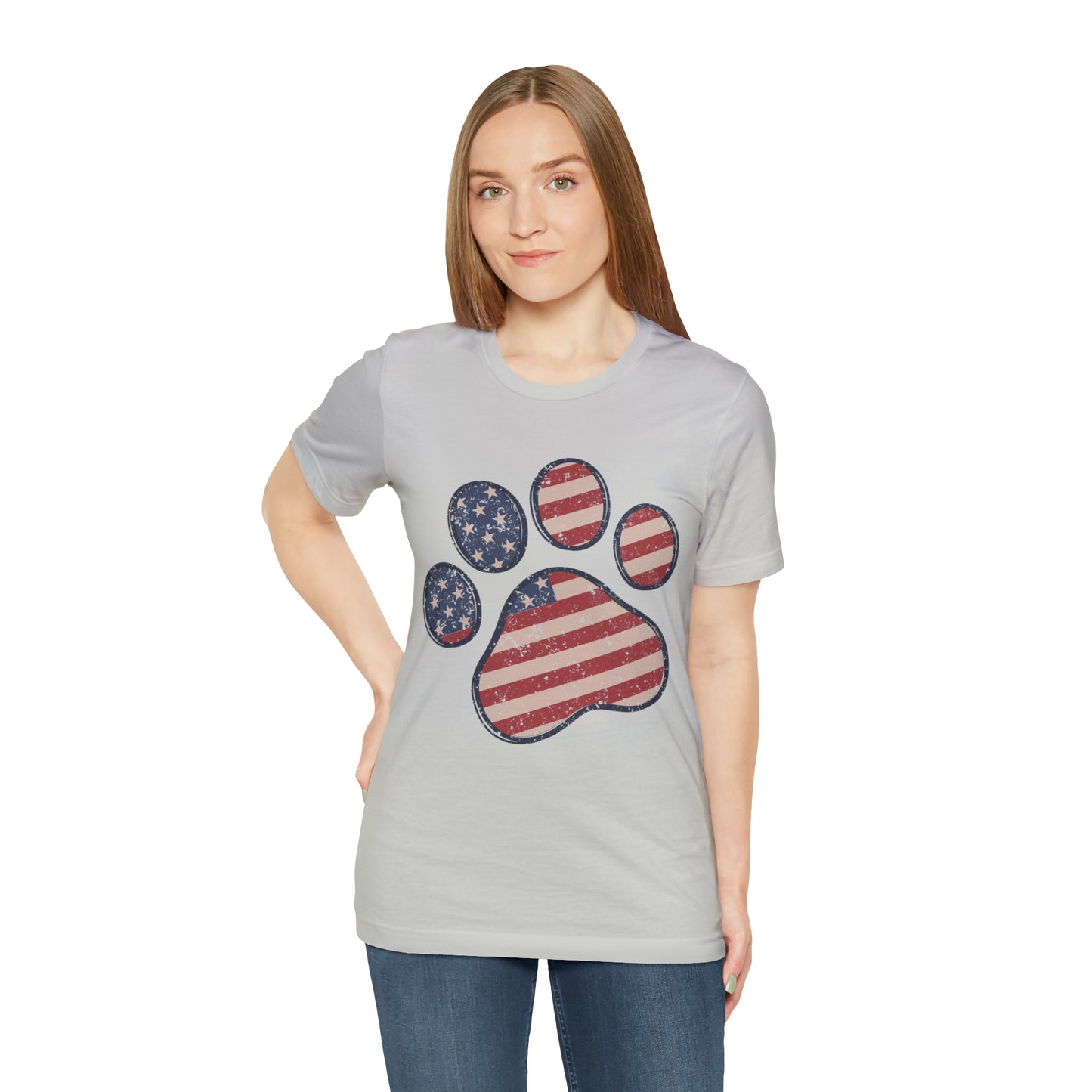 4th of July Pawprint Unisex Jersey Short Sleeve Tee Patriotic American Flag