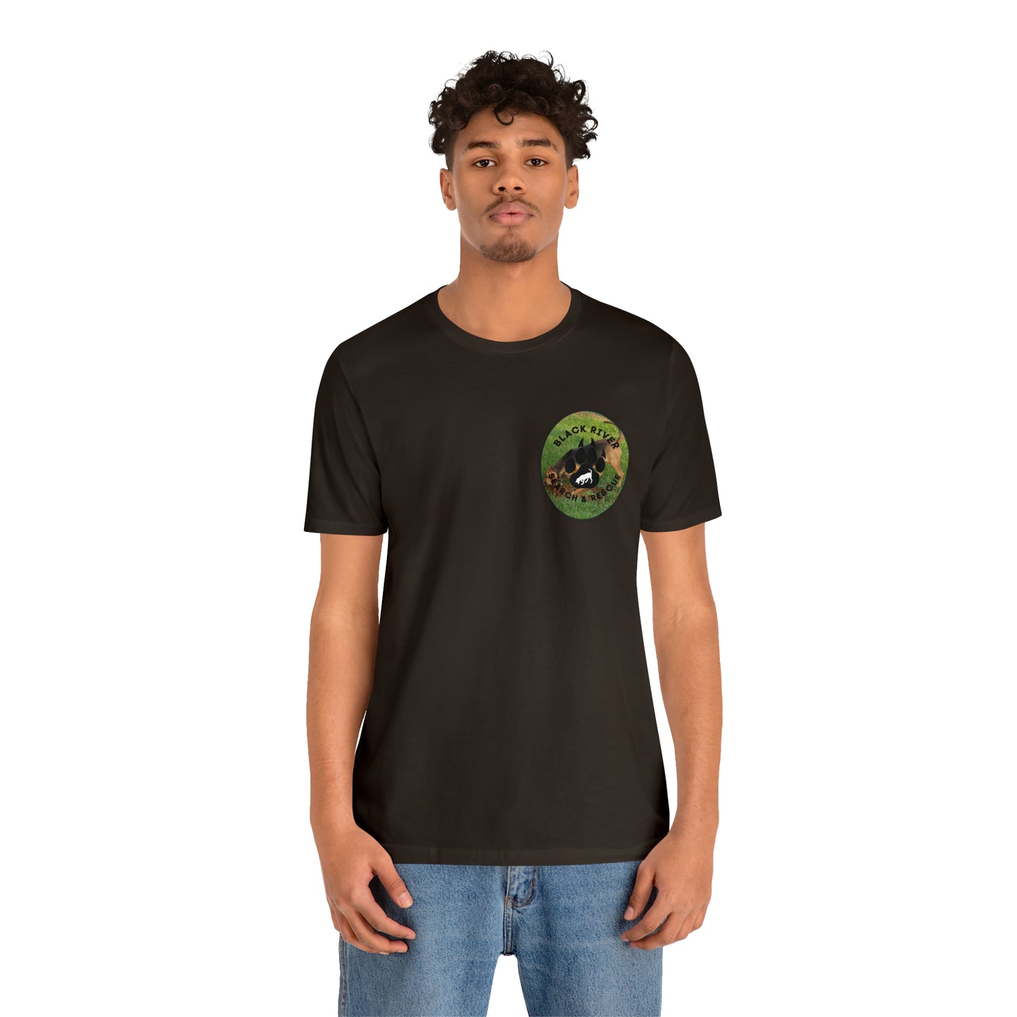 Black River Search & Rescue Logo with Lucy Unisex Jersey Short Sleeve Tee