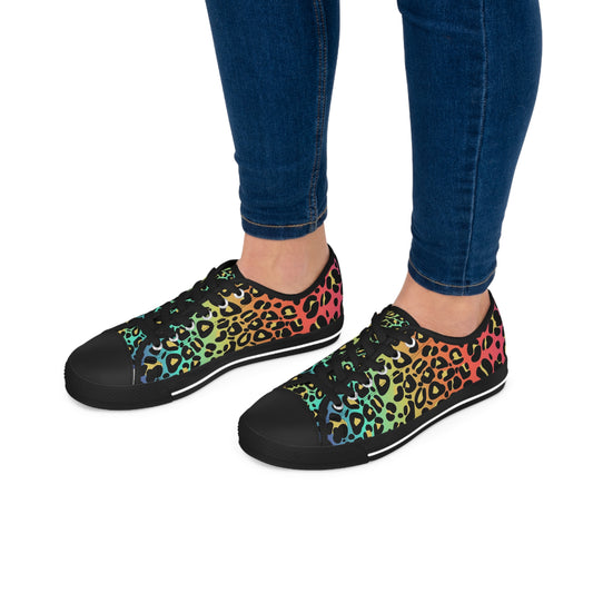 Women's Low Top Sneakers, Rainbow leopard print