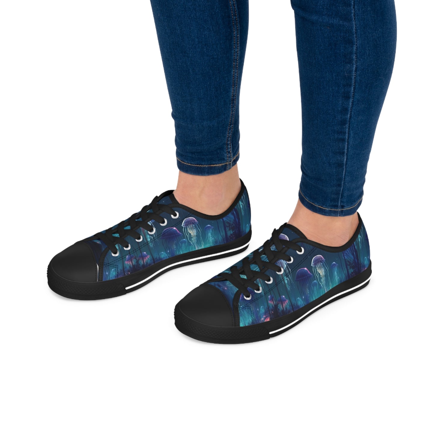 Women's Low Top Sneakers, Jellyfish, Under sea