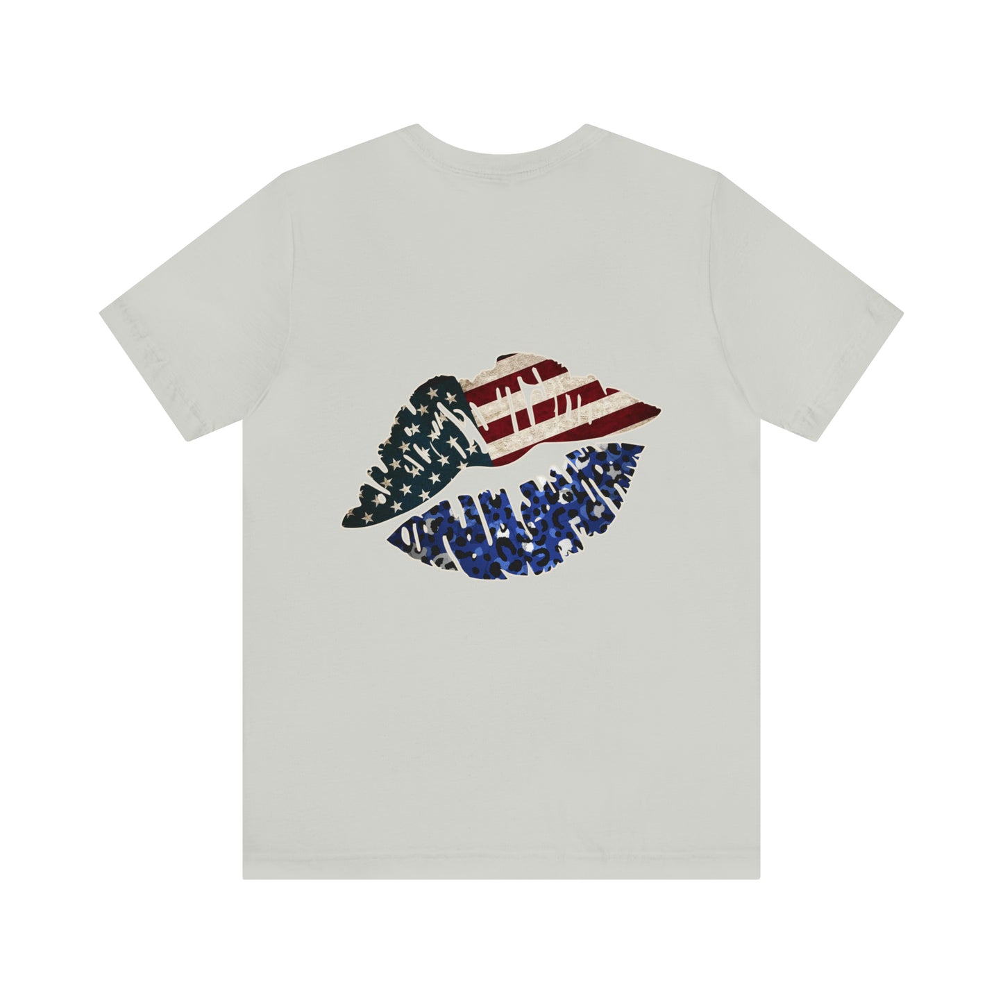 American Flag Lips 4th of July Unisex Jersey Short Sleeve Tee Patriotic Retro