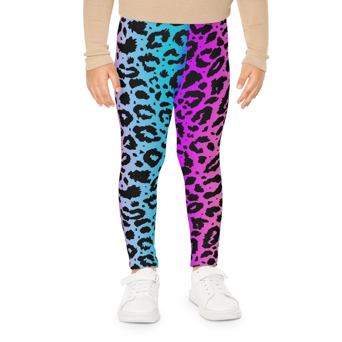 Pink and Blue Leopard Print Kids Leggings