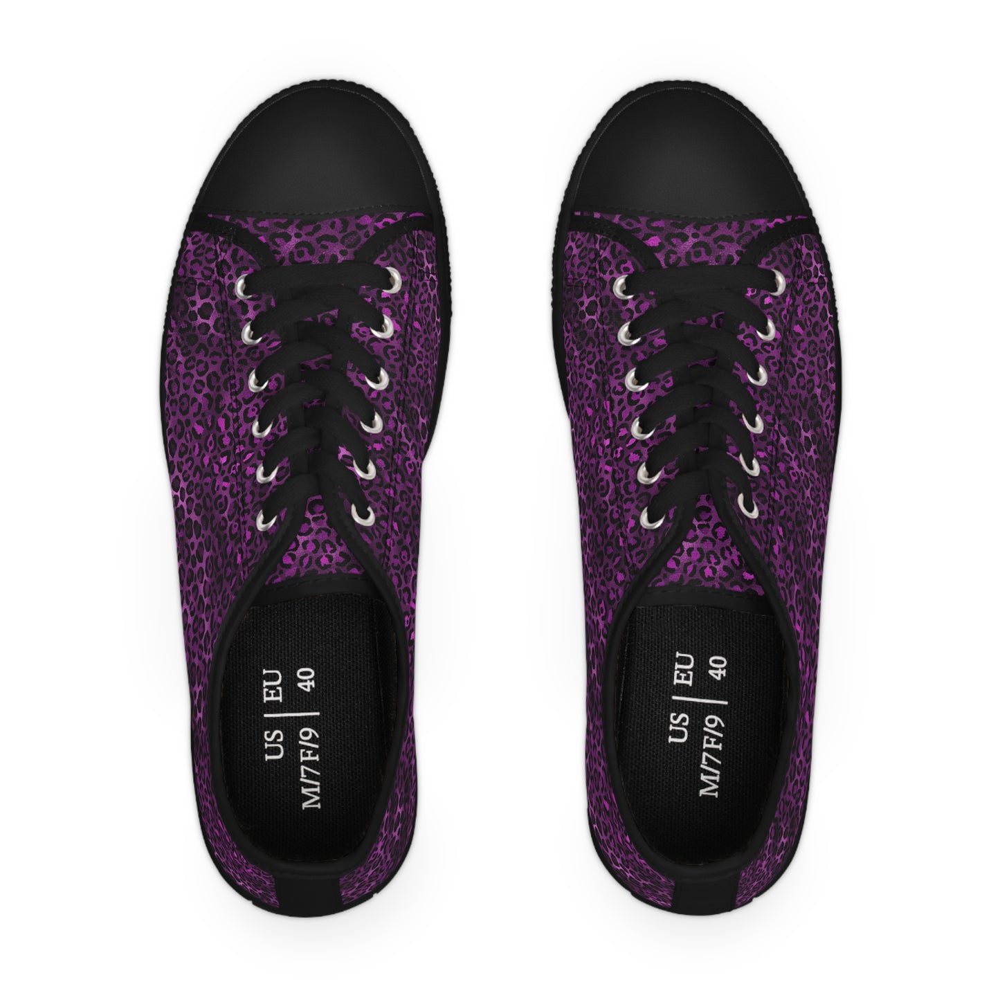 Women's Low Top Purple and Black Leopard Print Sneakers