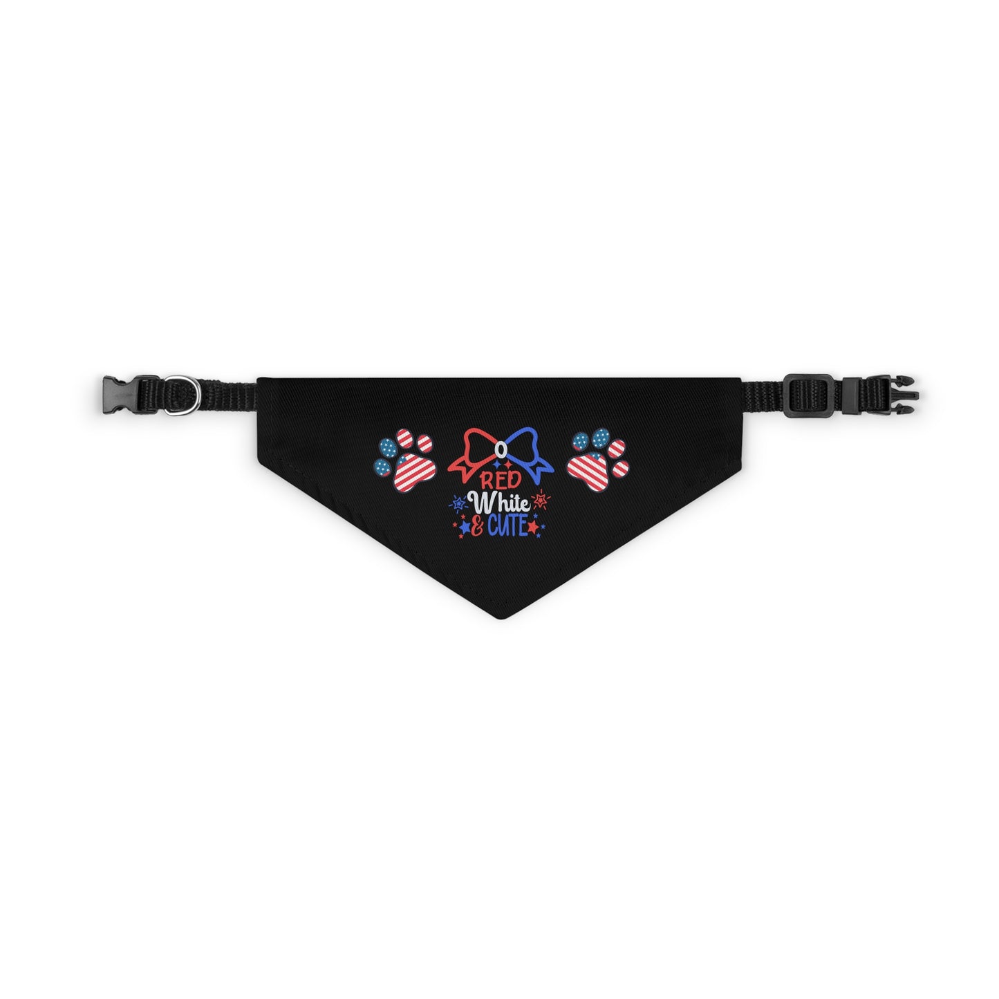 Black Patriotic Pet Bandana Collar Red White and Cute Bow July 4th Patriotic