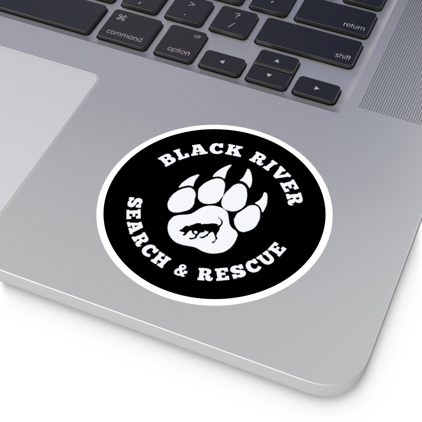 BRSAR Logo Round Stickers, Indoor\Outdoor, Multiple sizes, White on Black